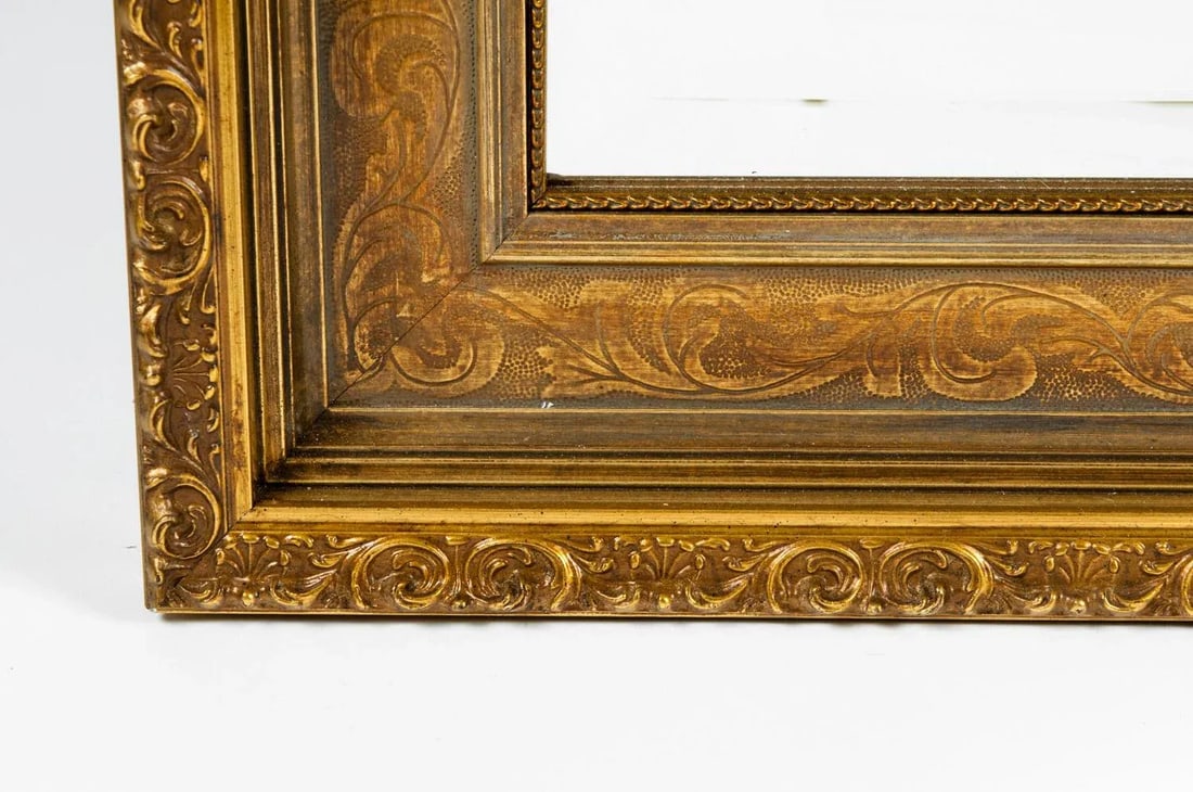 Vintage Gilded Wood Framed Hanging Wall Mirror - 4