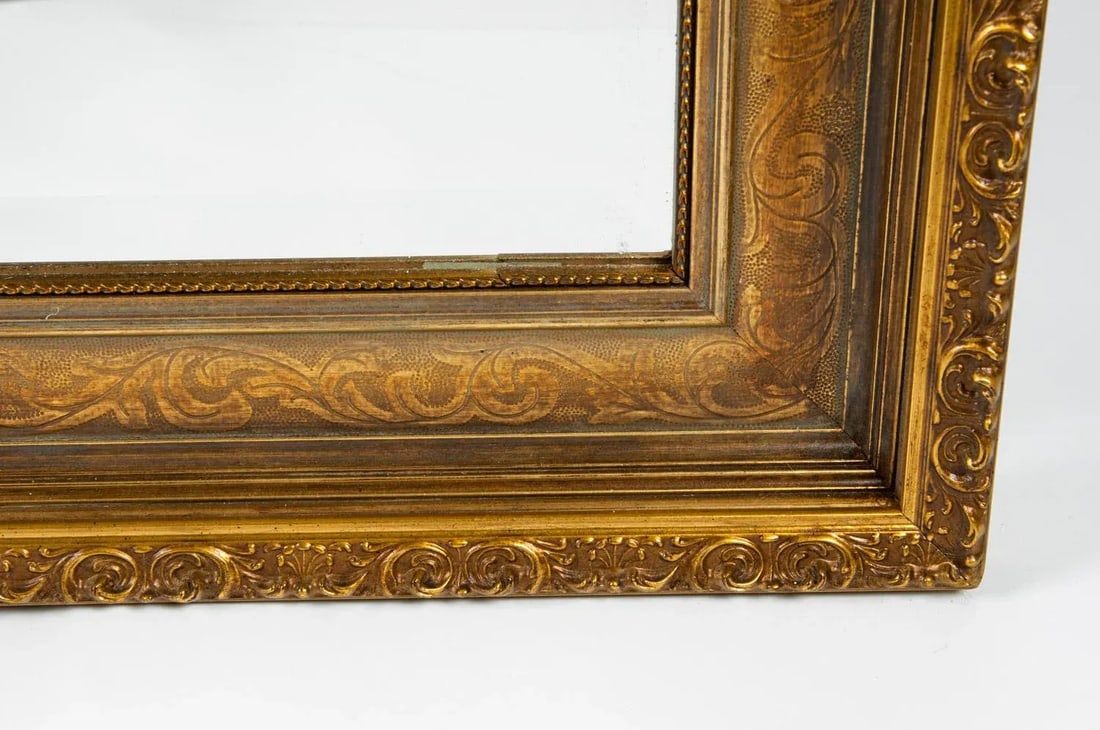 Vintage Gilded Wood Framed Hanging Wall Mirror - 6