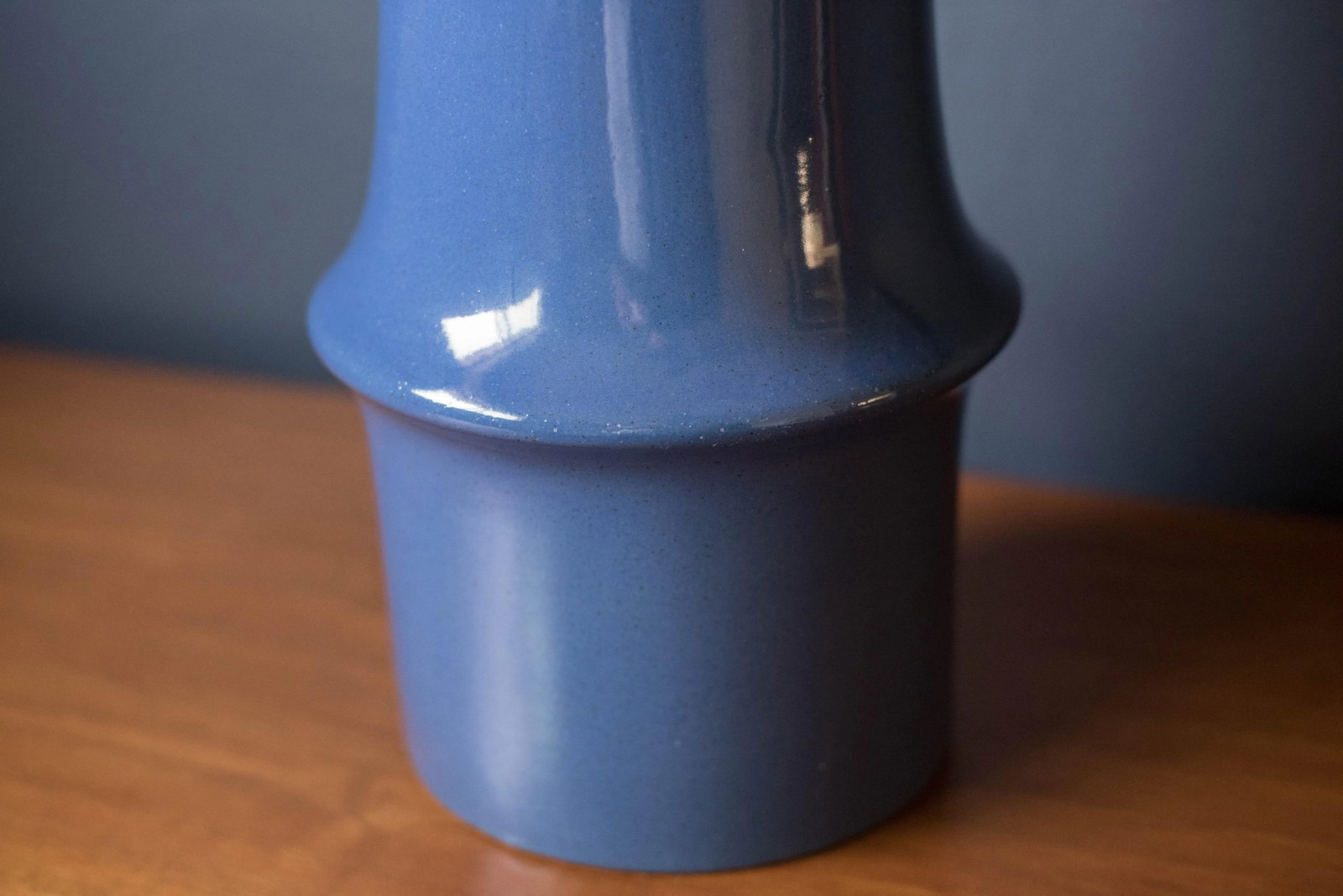 Mid Century Blue Stoneware Table Lamp With Shade by Martz - 7
