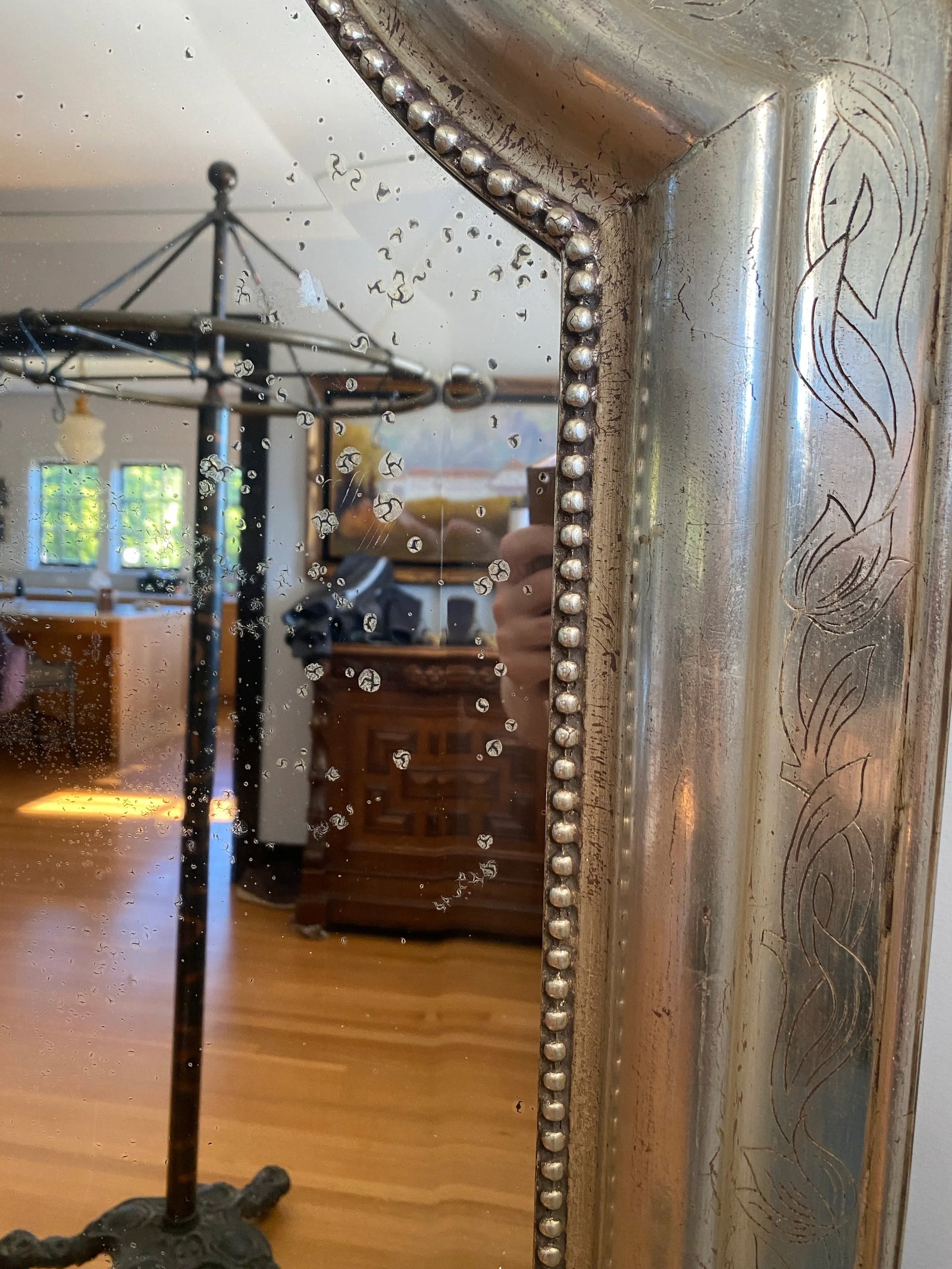 1920s Silver Floor Mirror - 5