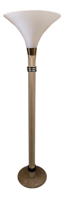 Vintage 1960's Mid Century Modern Brass and Lucite Bauer Torchiere Floor Lamp (1 of 9)