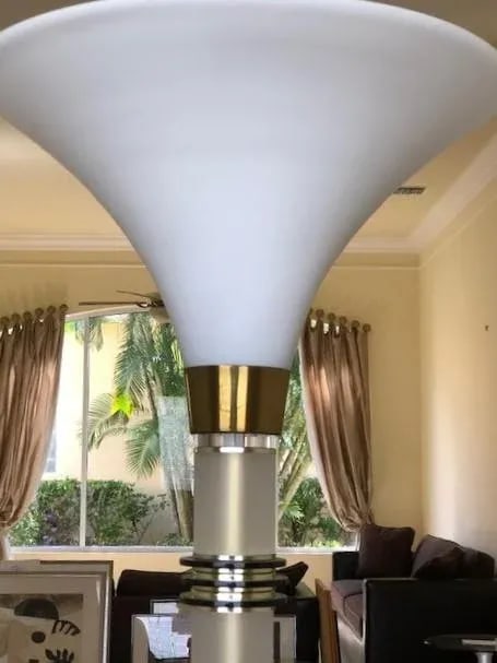 Vintage 1960's Mid Century Modern Brass and Lucite Bauer Torchiere Floor Lamp - 3