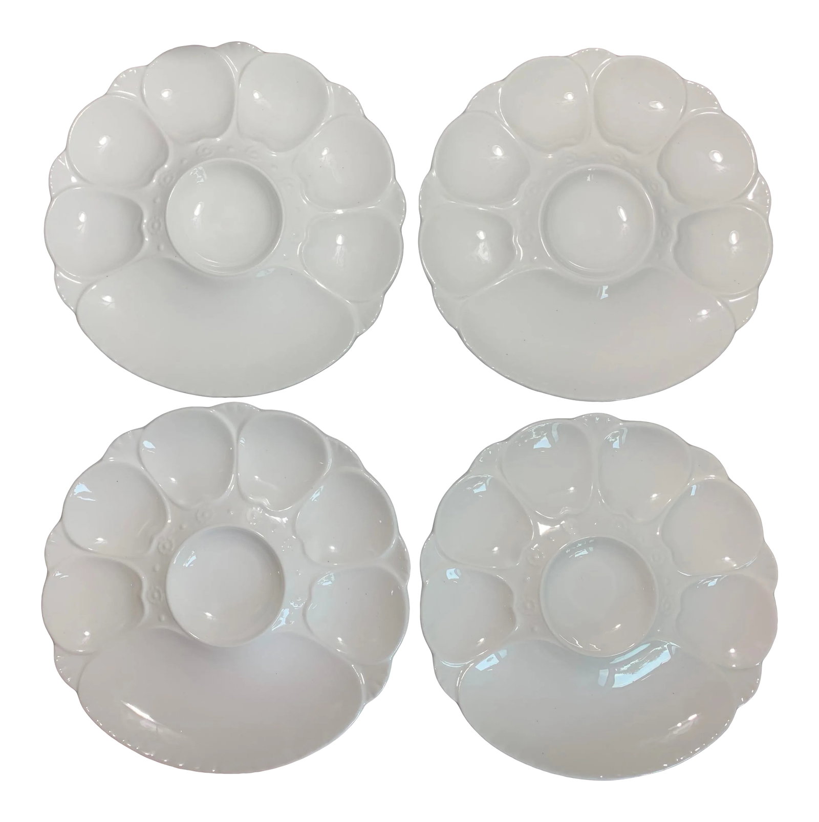 19th Century White Minton Majolica Oyster Plates - Set of 4 (1 of 12)