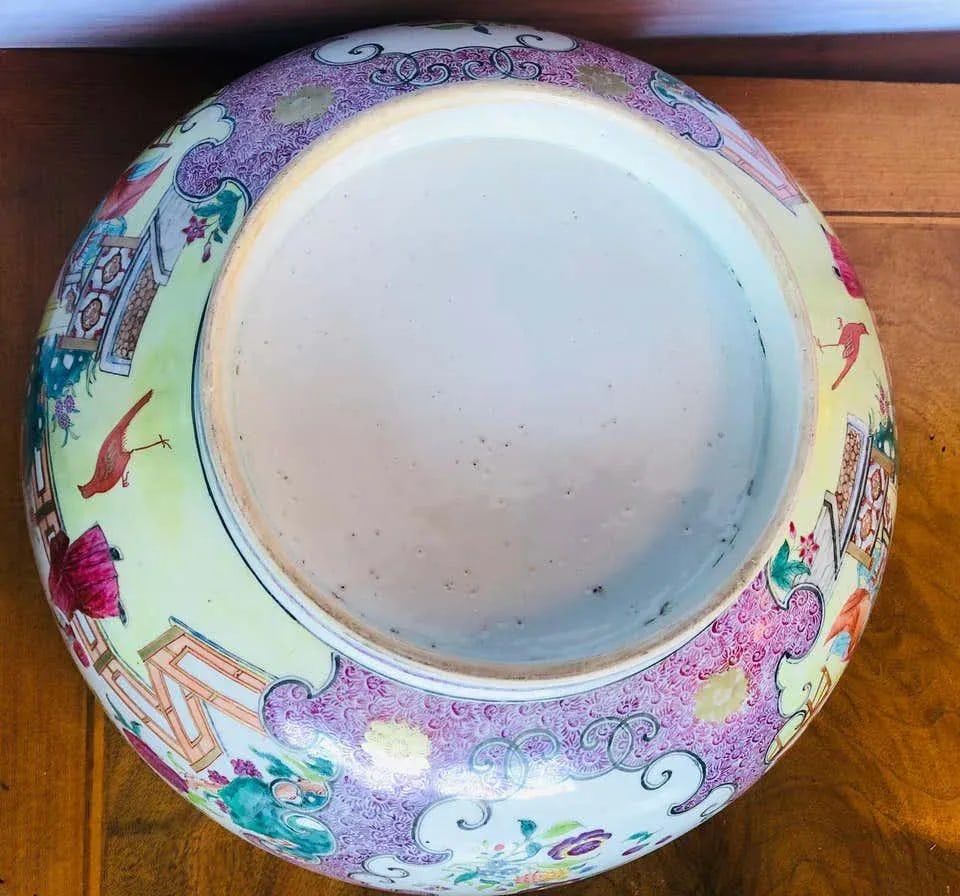 19th Century Famille Rose Chinese Export Punch Bowl, Koi Decorated - 8