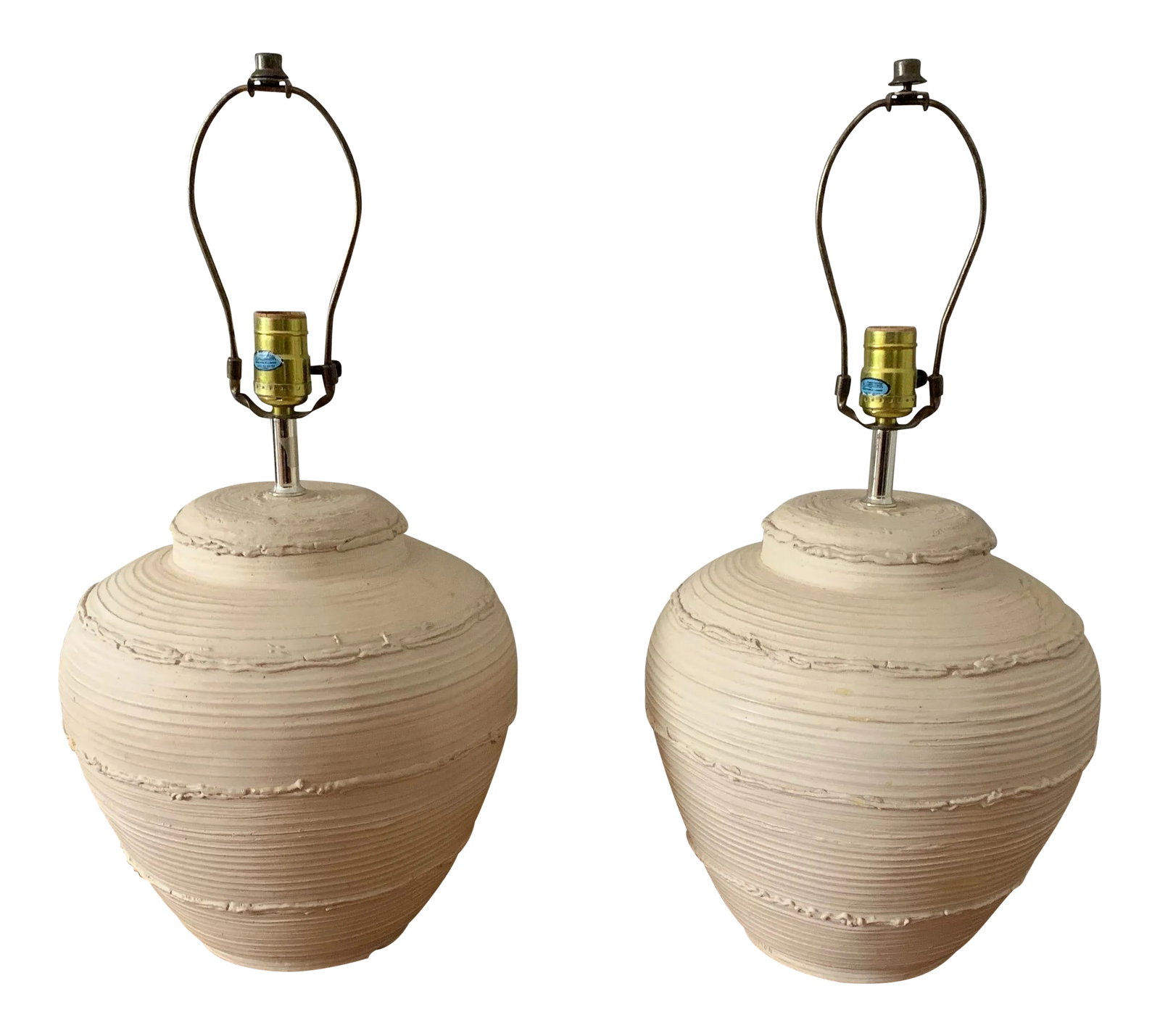 1940s Terracotta Lamps - a Pair: Bring the beauty of the Southwest desert into your home with this rustic sand-toned table lamp.Enhance a Spanish adobe or Western rustic setting with this table lamp. Condition: Alterations: Original 