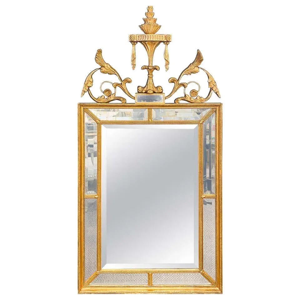 Adams Style Gilt Carved Wall Mirror With All Beveled Inserts - 13