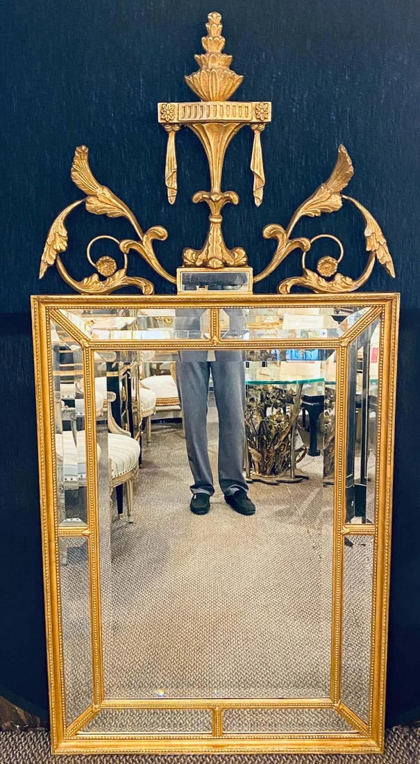 Adams Style Gilt Carved Wall Mirror With All Beveled Inserts - 2