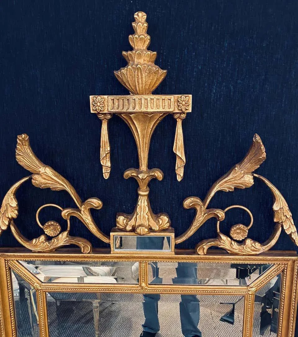 Adams Style Gilt Carved Wall Mirror With All Beveled Inserts - 3