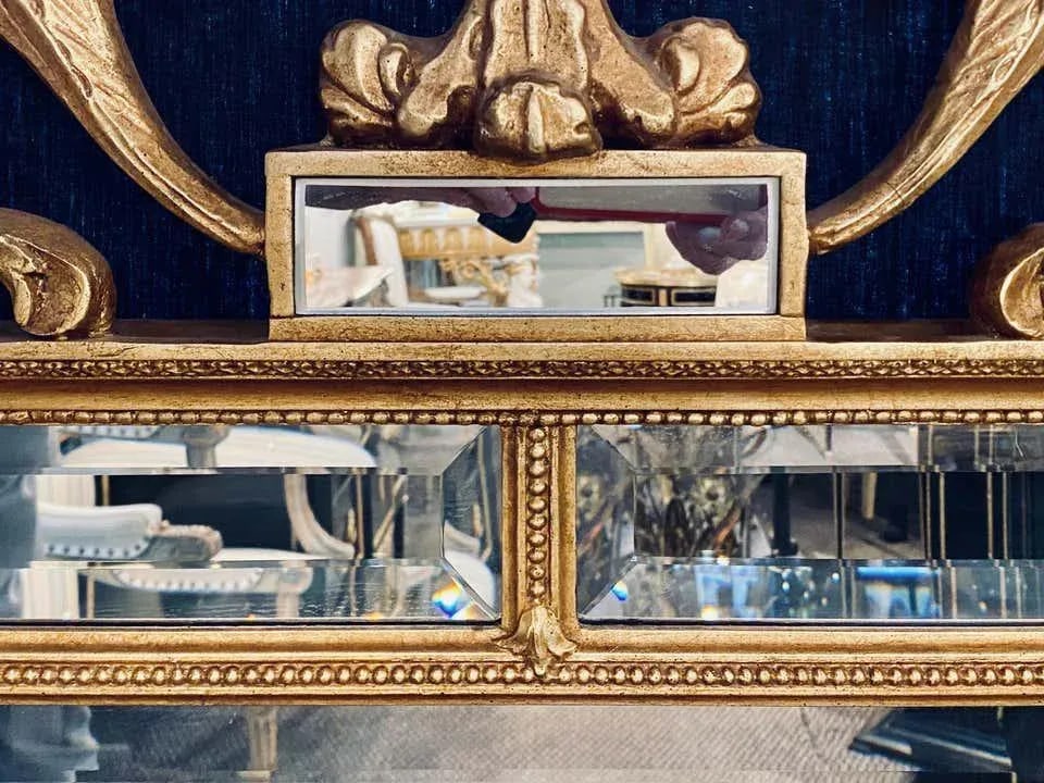 Adams Style Gilt Carved Wall Mirror With All Beveled Inserts - 7