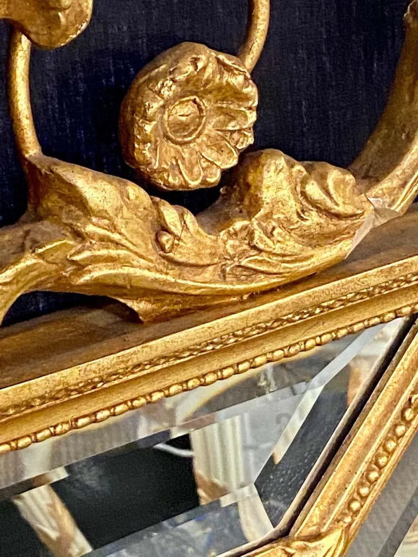 Adams Style Gilt Carved Wall Mirror With All Beveled Inserts - 8