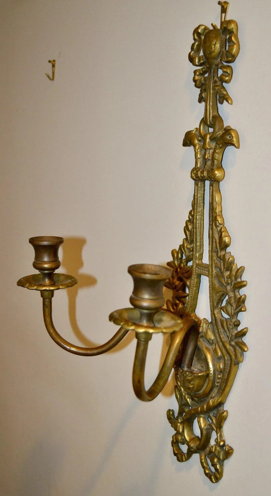 19th Century French Two Candle Brass Sconce - 7