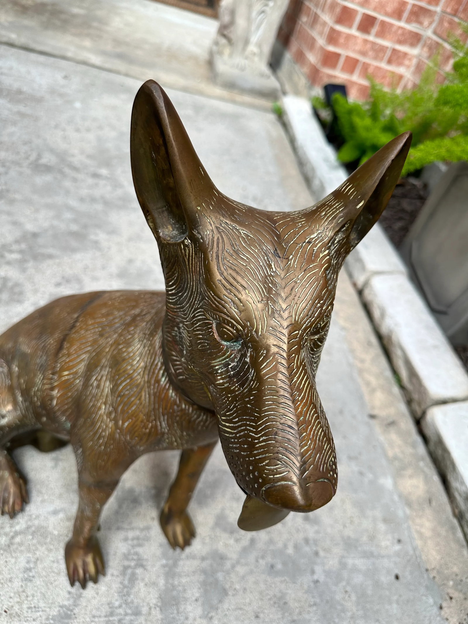 Vintage Life Sized Solid Brass German Shepherd Dog Sculpture Statue 1980 - 11