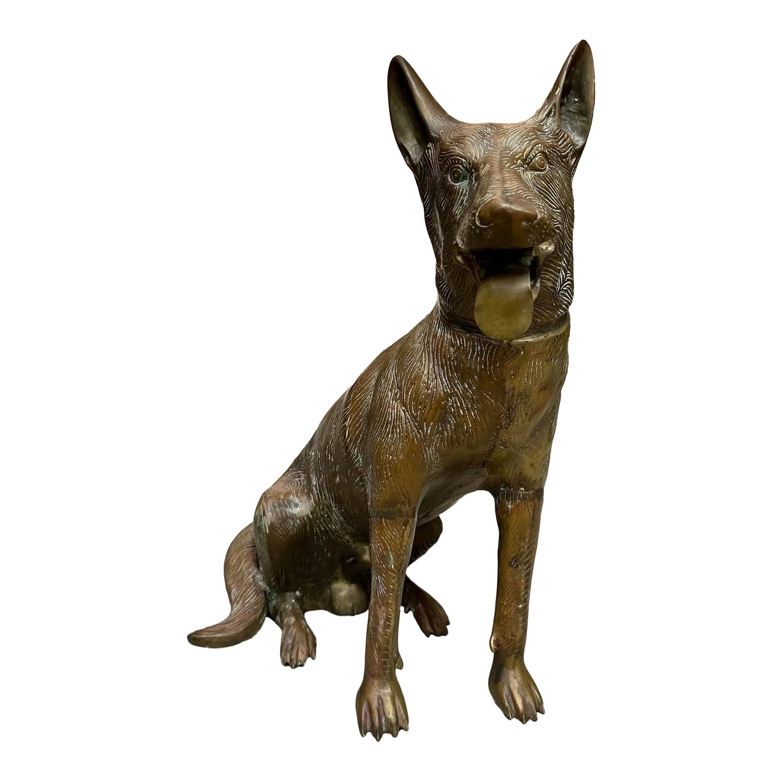 Vintage Life Sized Solid Brass German Shepherd Dog Sculpture Statue 1980 (1 of 12)