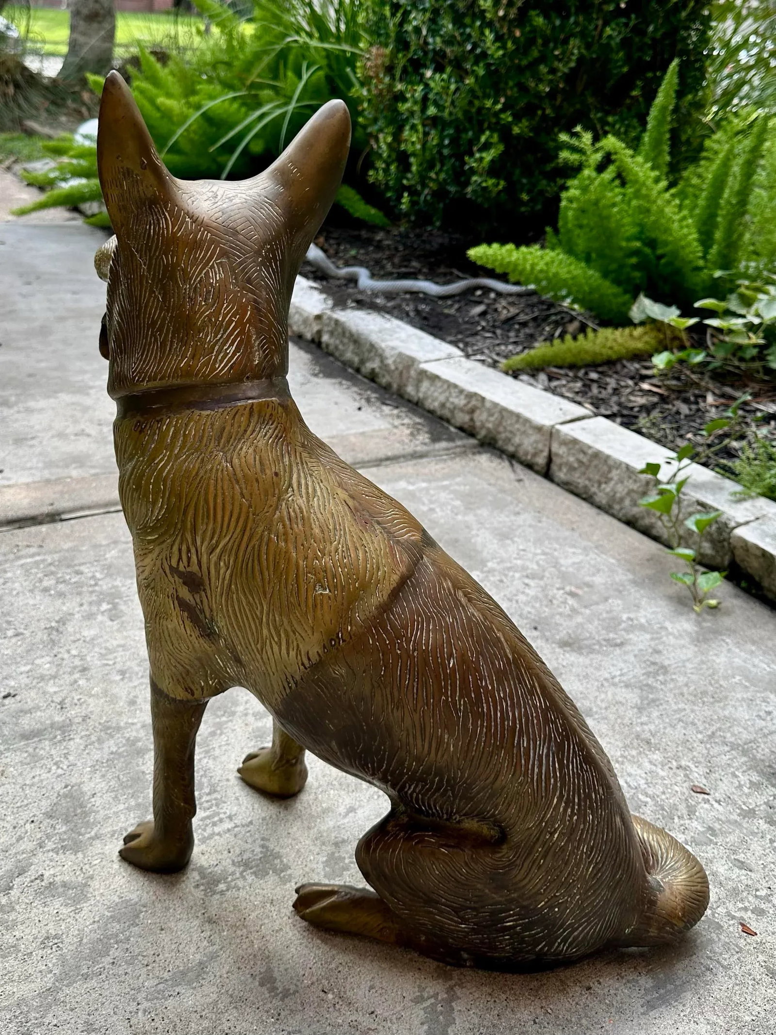 Vintage Life Sized Solid Brass German Shepherd Dog Sculpture Statue 1980 - 8