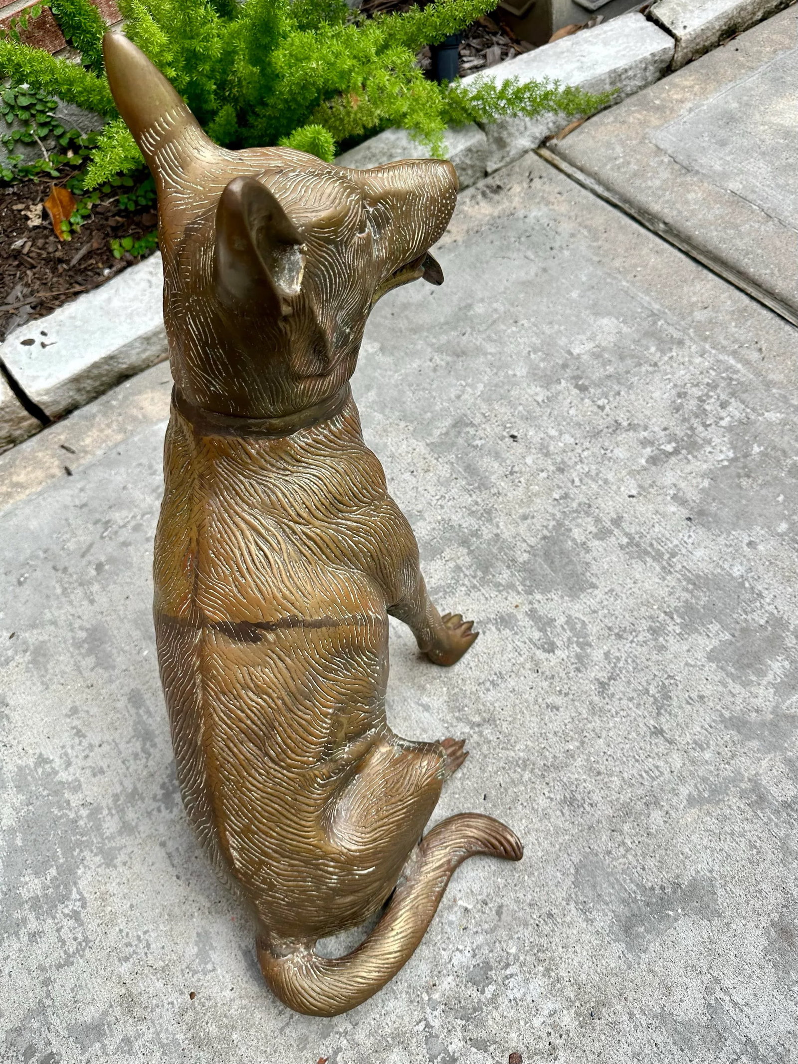 Vintage Life Sized Solid Brass German Shepherd Dog Sculpture Statue 1980 - 9