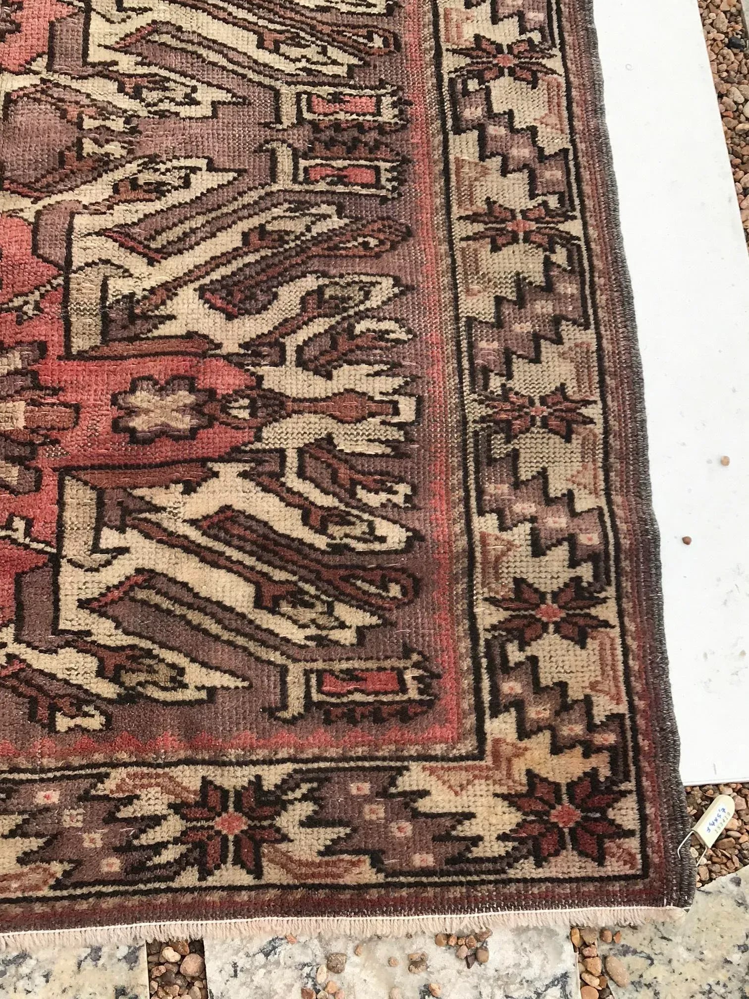 Hand Made Vintage Turkish Area Rug- 3'4" X 5'7" - 3