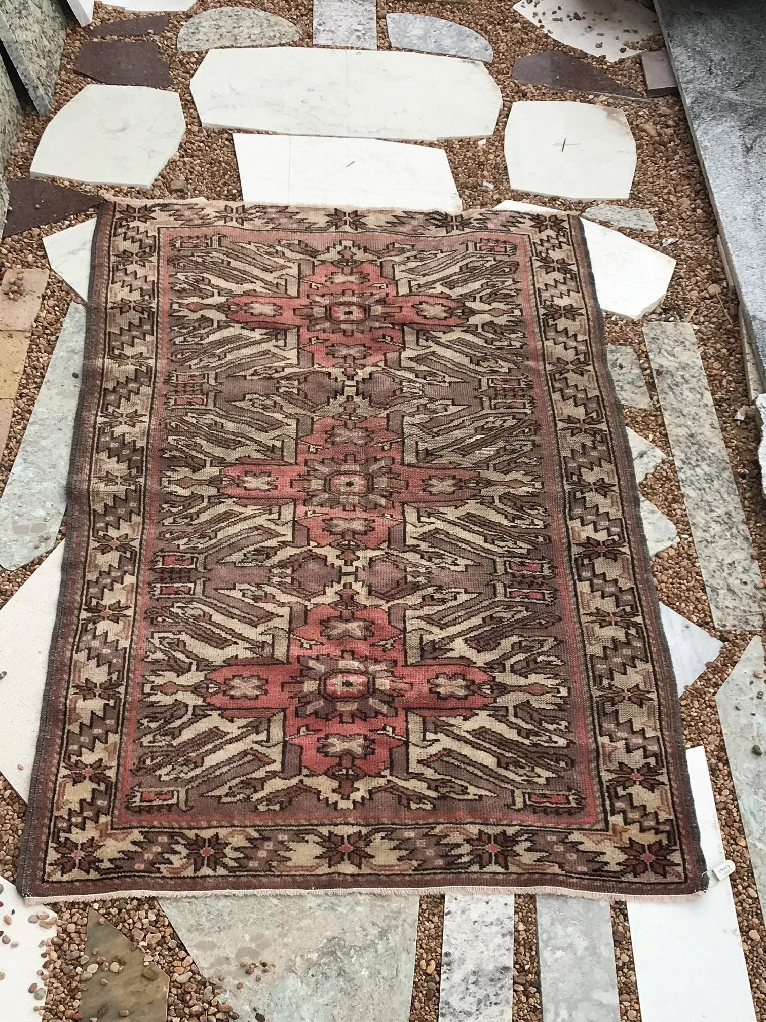 Hand Made Vintage Turkish Area Rug- 3'4" X 5'7" - 4