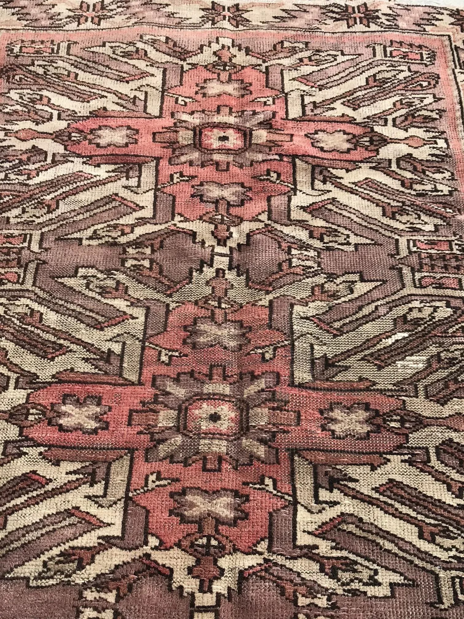 Hand Made Vintage Turkish Area Rug- 3'4" X 5'7" - 5