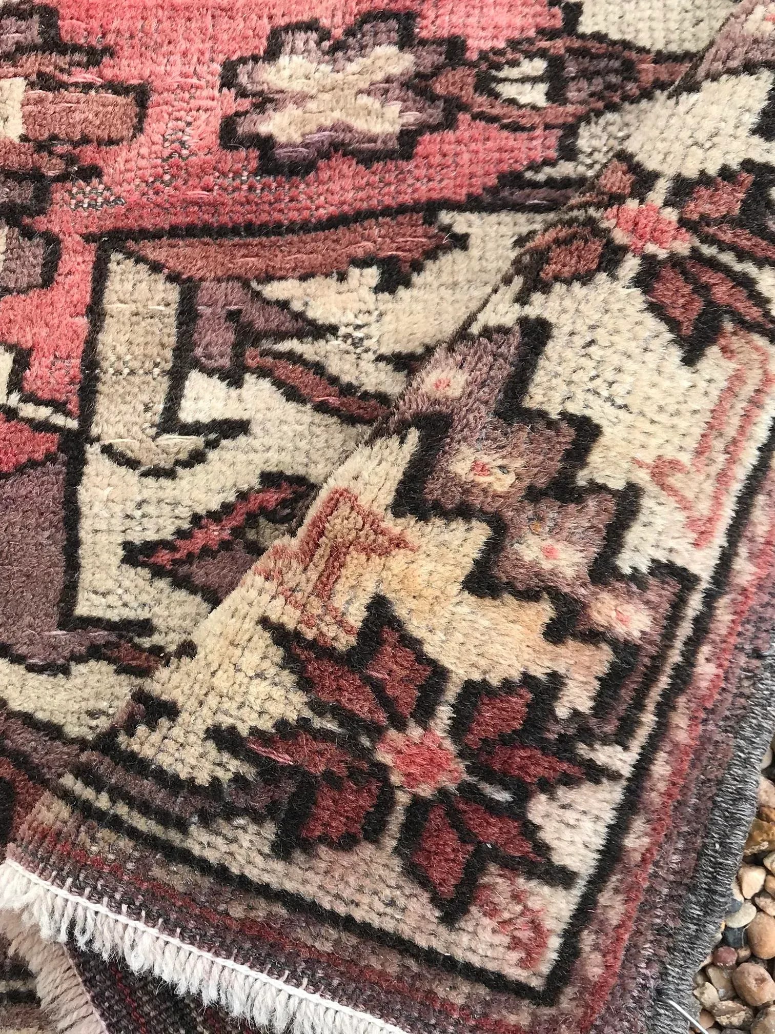 Hand Made Vintage Turkish Area Rug- 3'4" X 5'7" - 7
