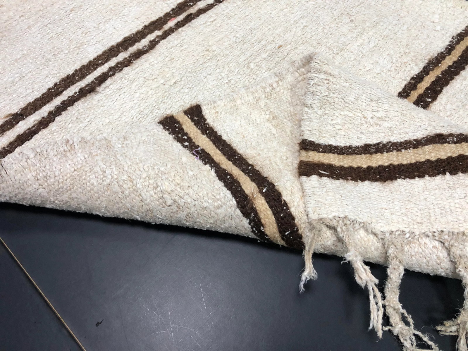 Vintage Striped Turkish Anatolian Hemp Kilim Runner Rug - 10