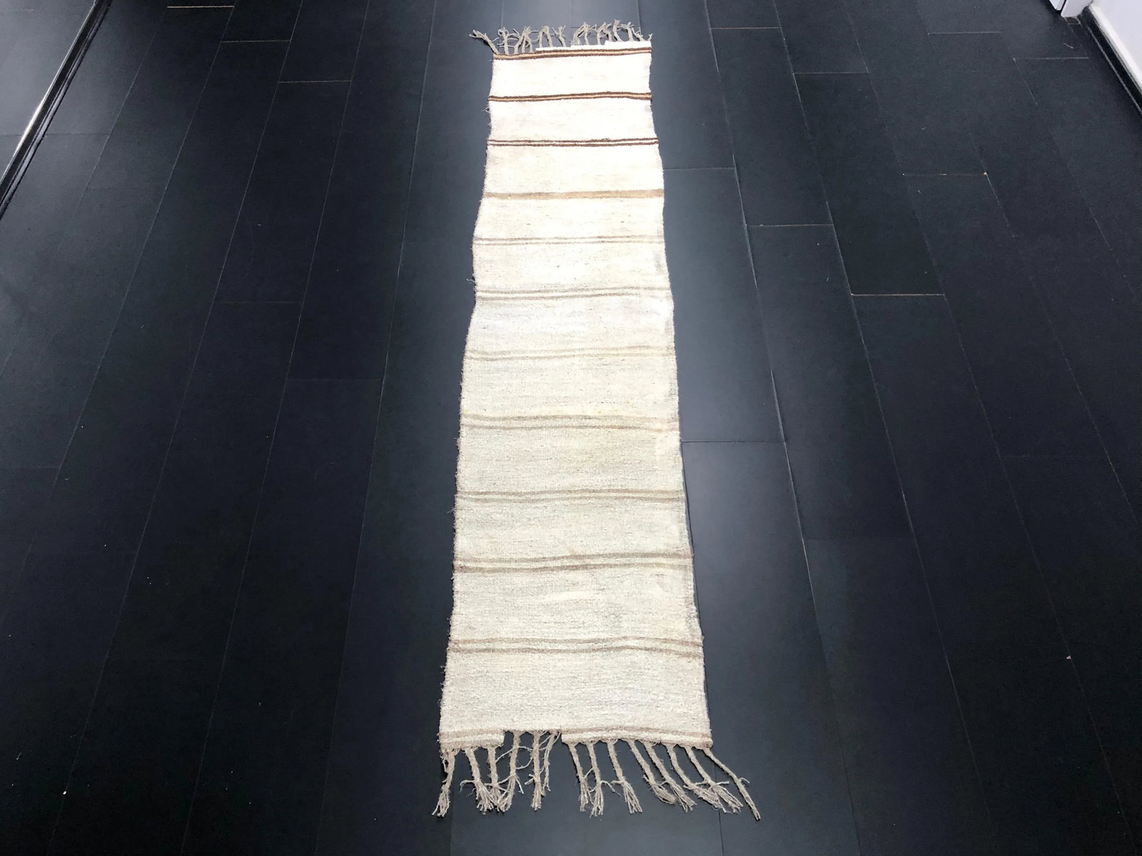 Vintage Striped Turkish Anatolian Hemp Kilim Runner Rug - 11