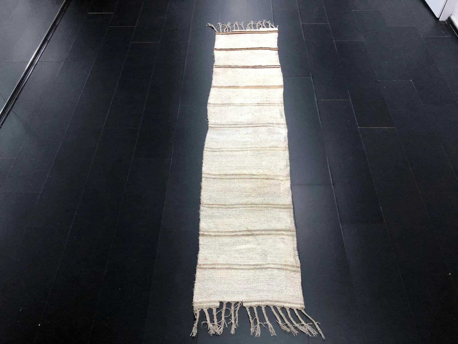 Vintage Striped Turkish Anatolian Hemp Kilim Runner Rug - 2