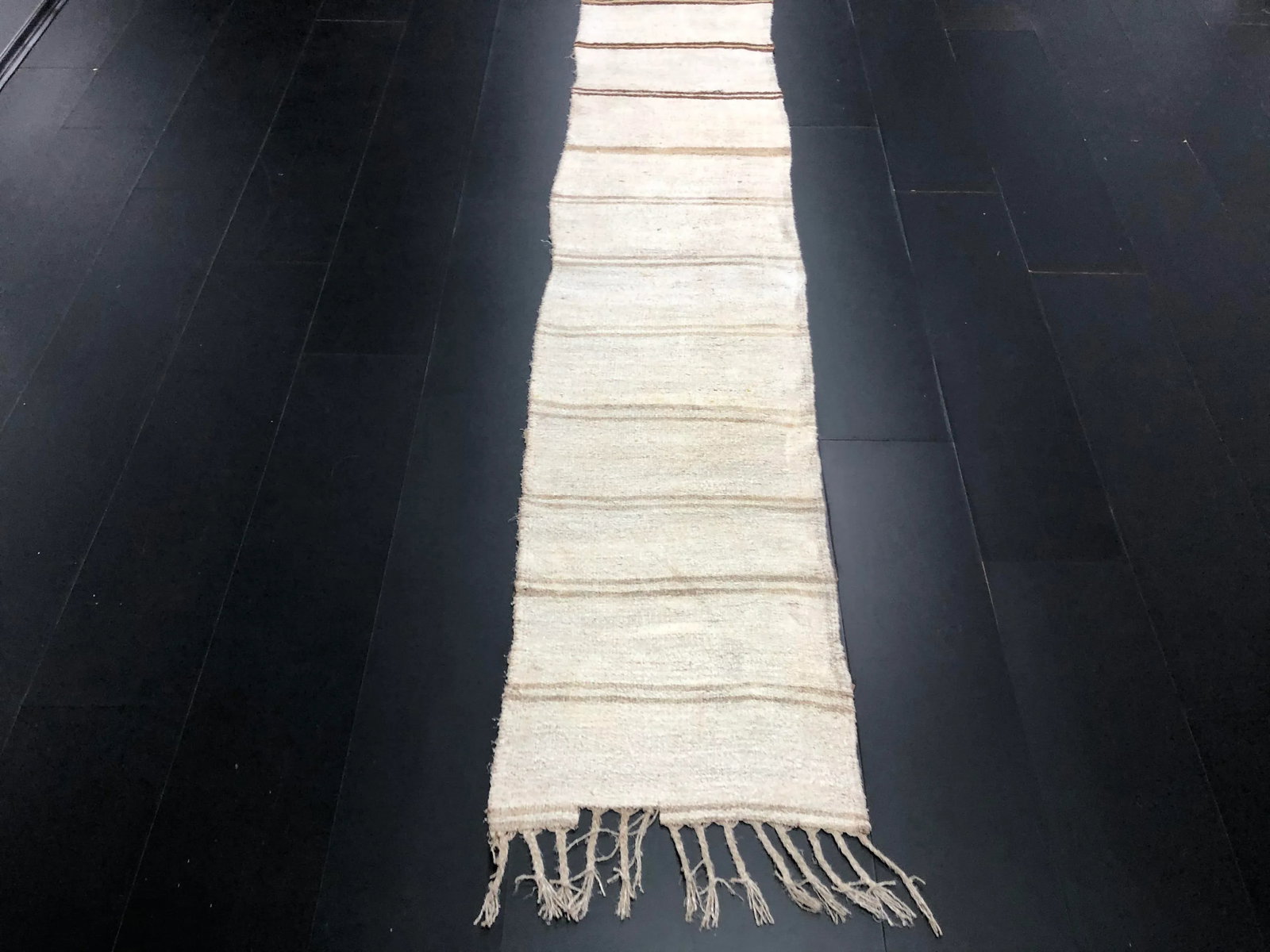 Vintage Striped Turkish Anatolian Hemp Kilim Runner Rug - 3