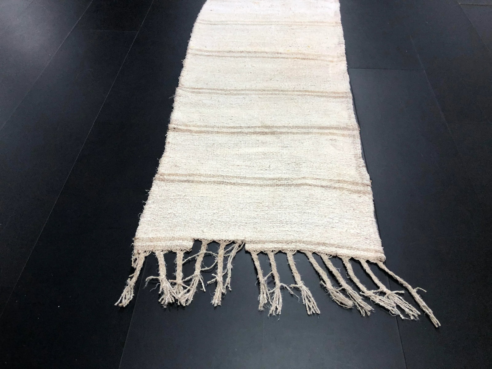 Vintage Striped Turkish Anatolian Hemp Kilim Runner Rug - 4