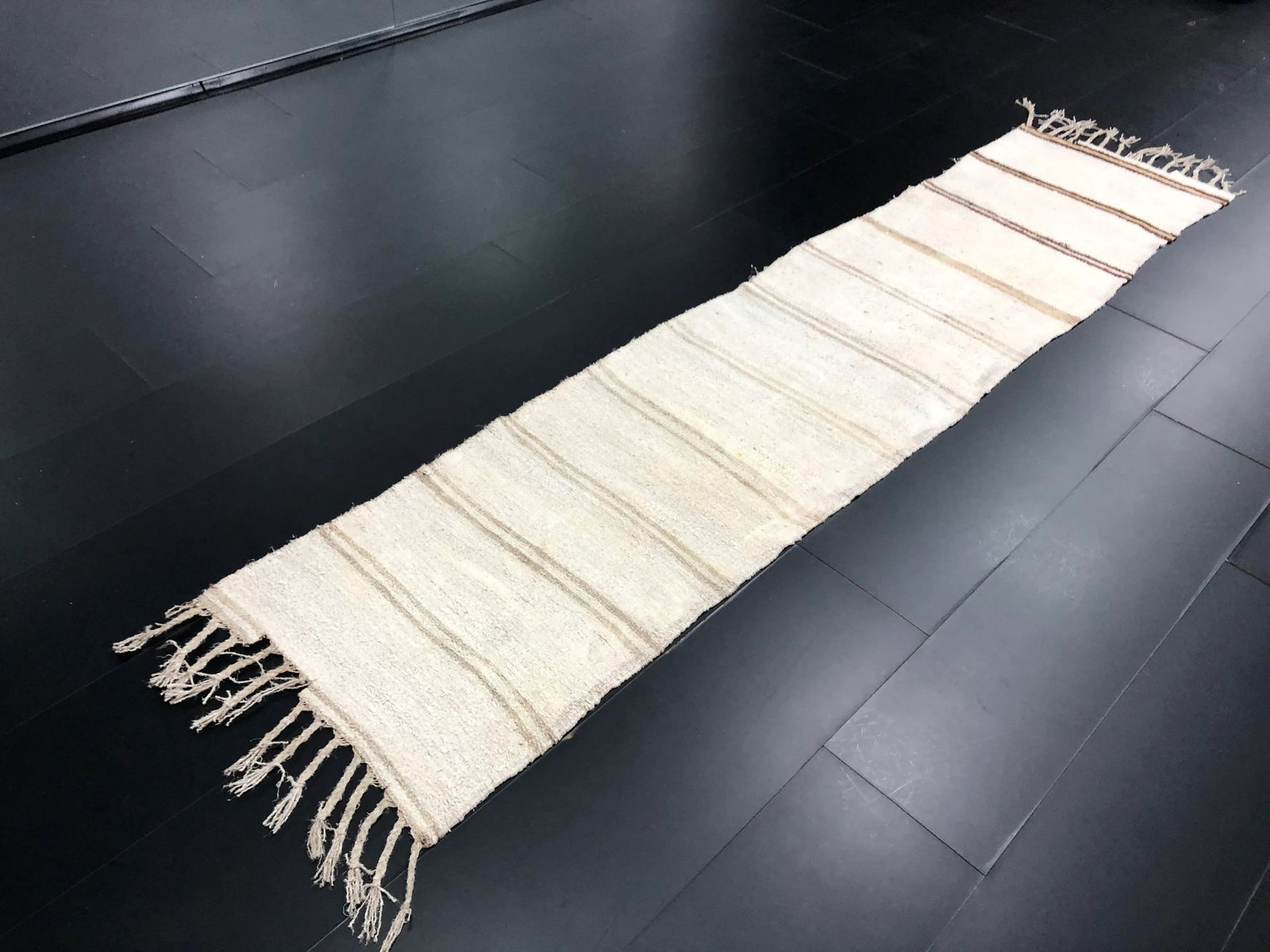 Vintage Striped Turkish Anatolian Hemp Kilim Runner Rug - 5