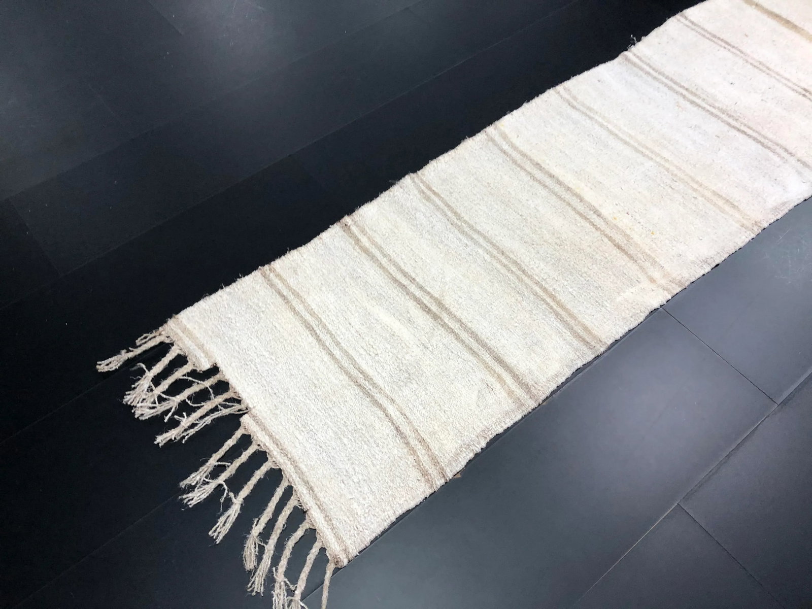 Vintage Striped Turkish Anatolian Hemp Kilim Runner Rug - 6