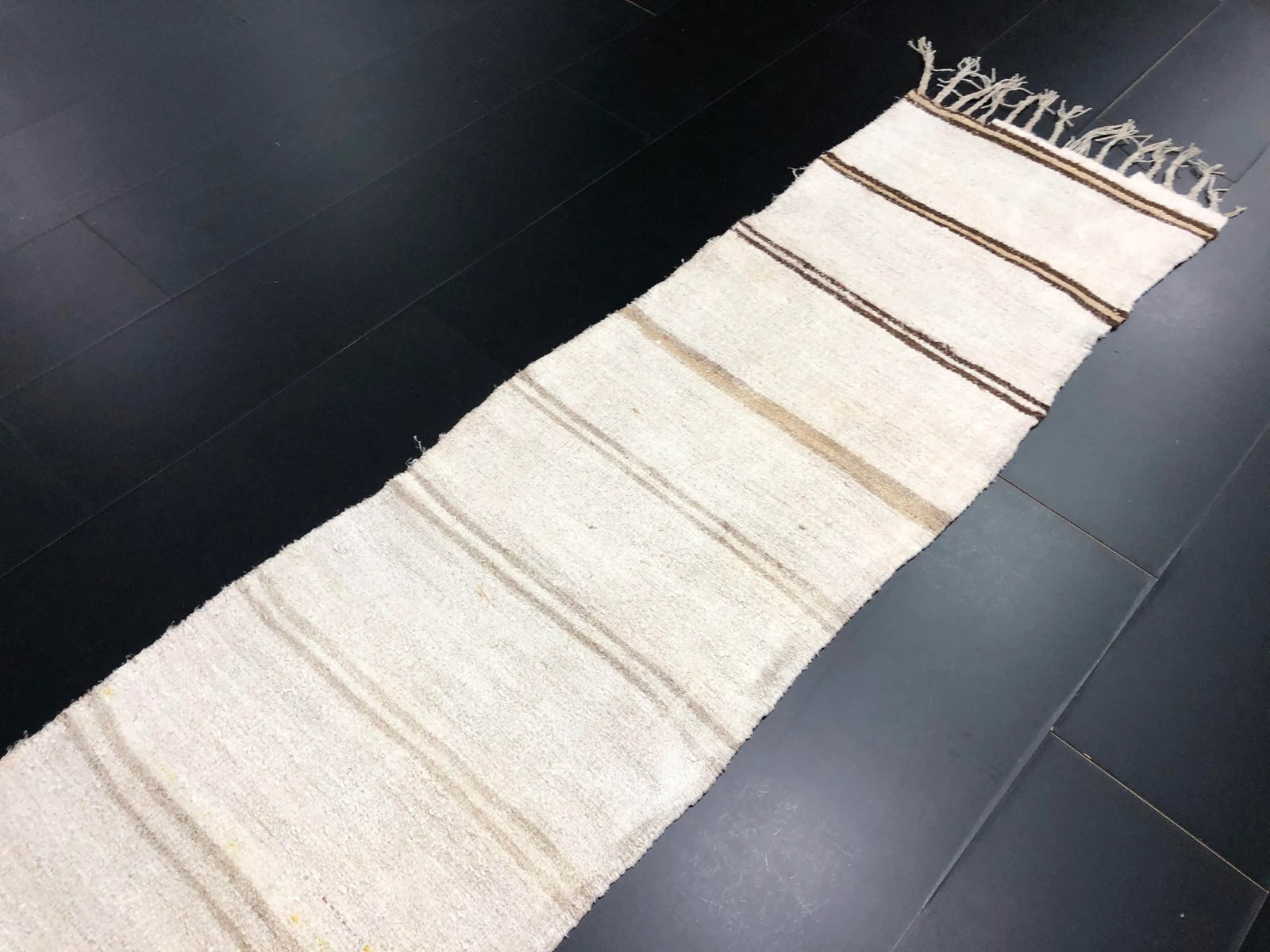 Vintage Striped Turkish Anatolian Hemp Kilim Runner Rug - 7