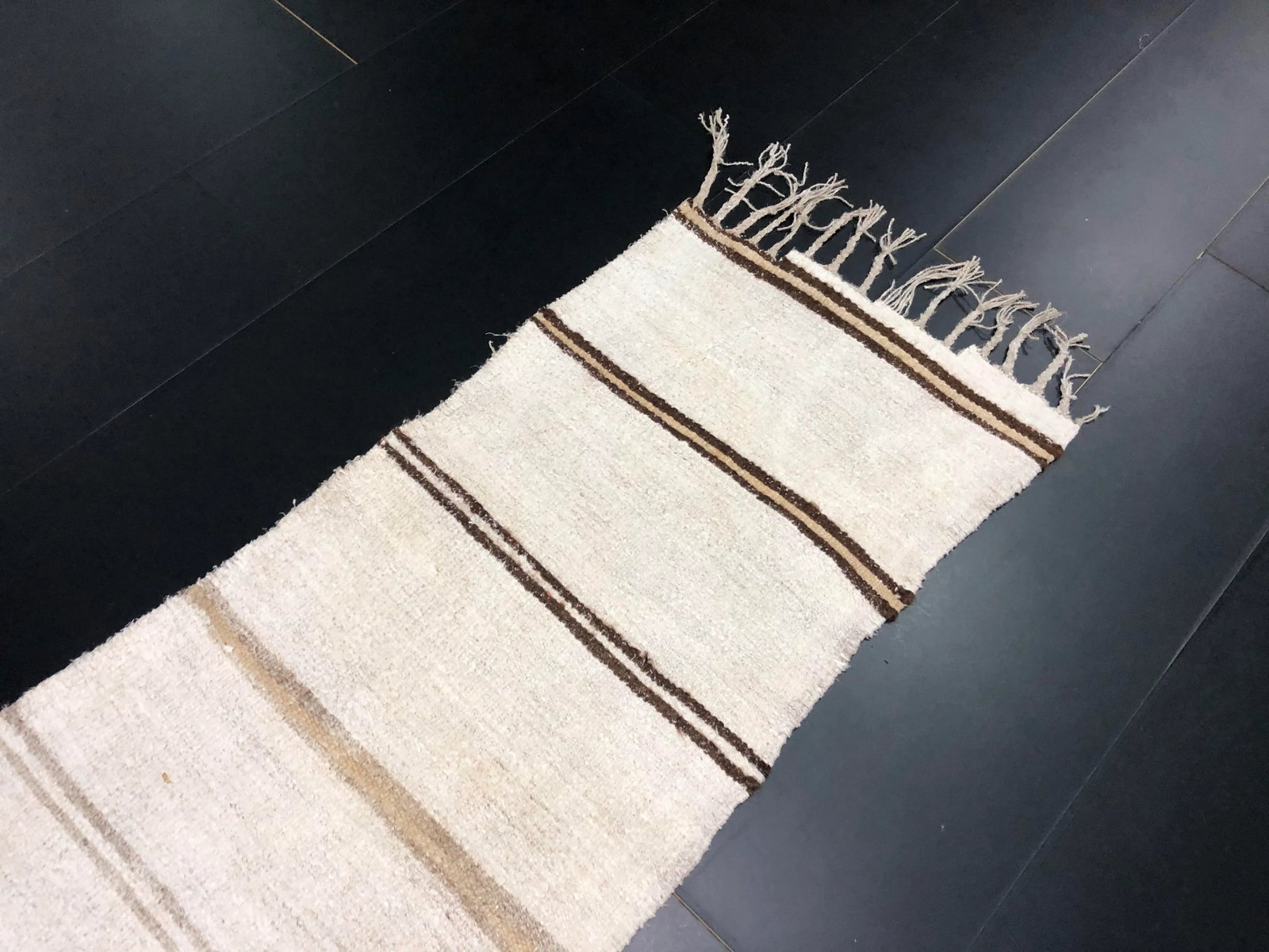 Vintage Striped Turkish Anatolian Hemp Kilim Runner Rug - 8