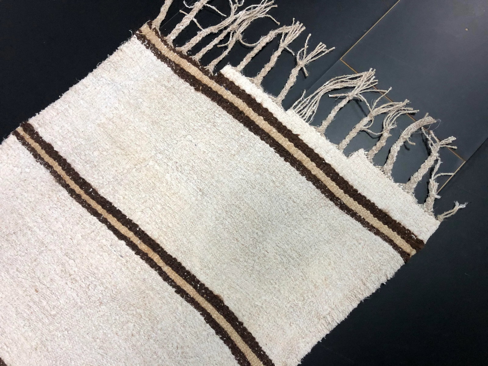 Vintage Striped Turkish Anatolian Hemp Kilim Runner Rug - 9