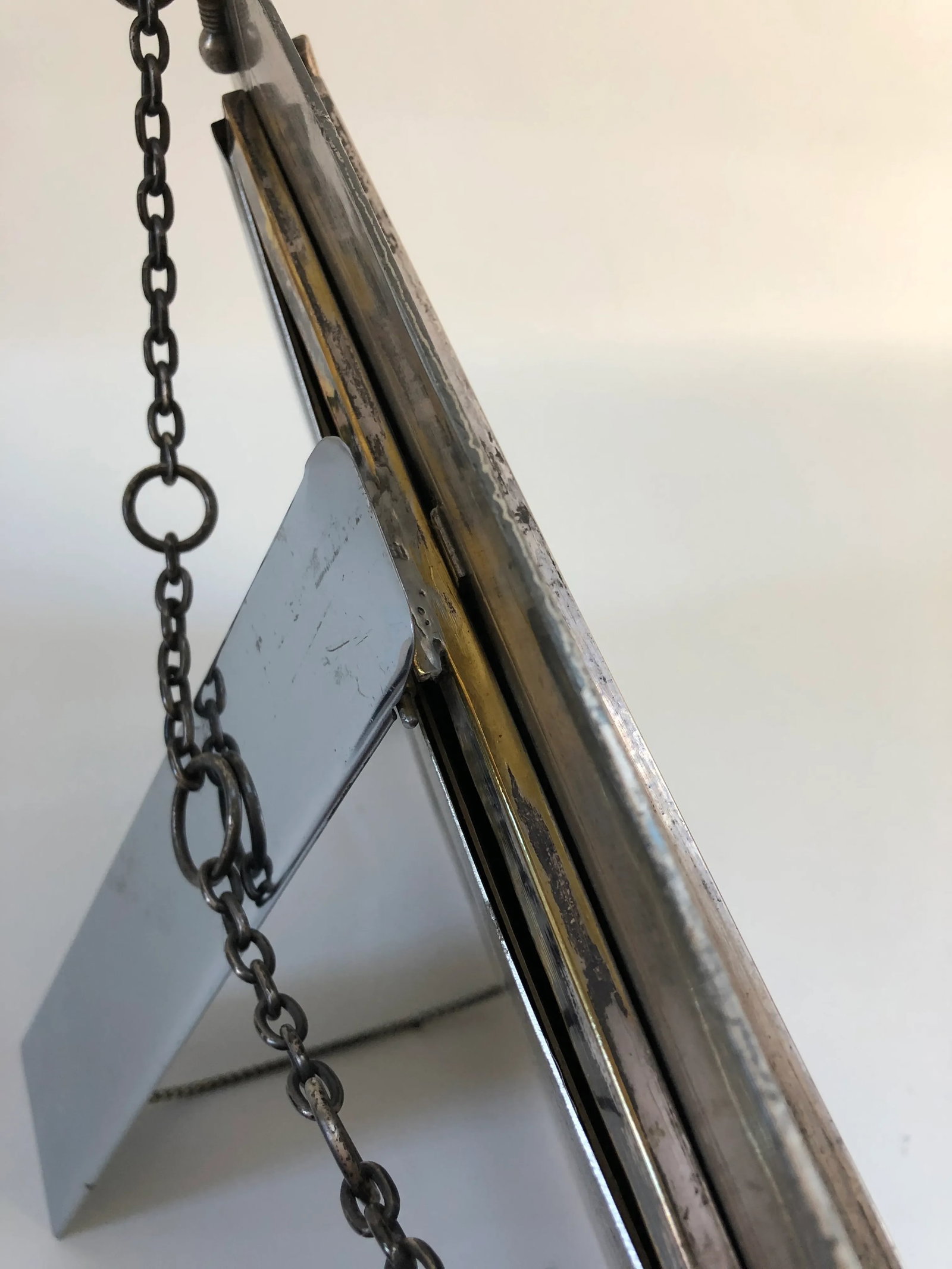 Vintage Silver Plate Over Solid Brass Moroccan Boho Chic Wall or Vanity Mirror - 4