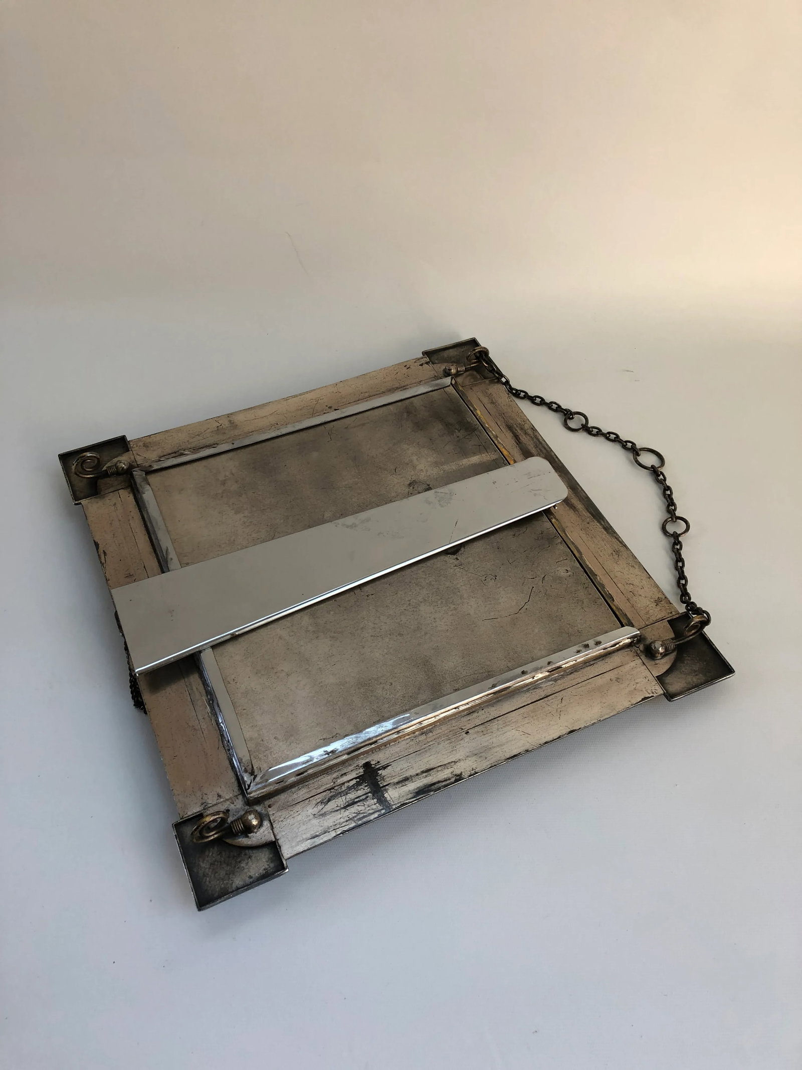 Vintage Silver Plate Over Solid Brass Moroccan Boho Chic Wall or Vanity Mirror - 5