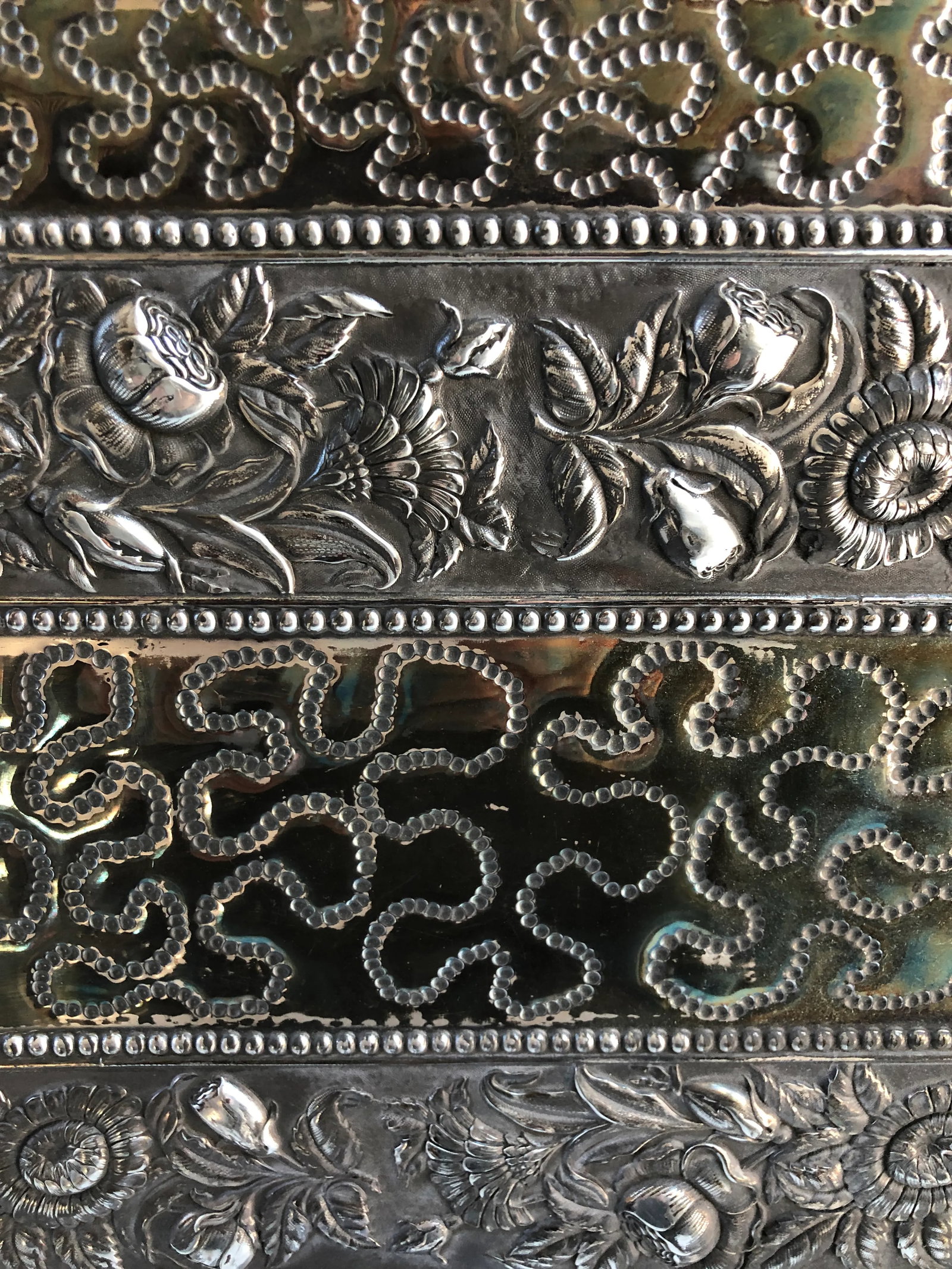Vintage Silver Plate Over Solid Brass Moroccan Boho Chic Wall or Vanity Mirror - 9