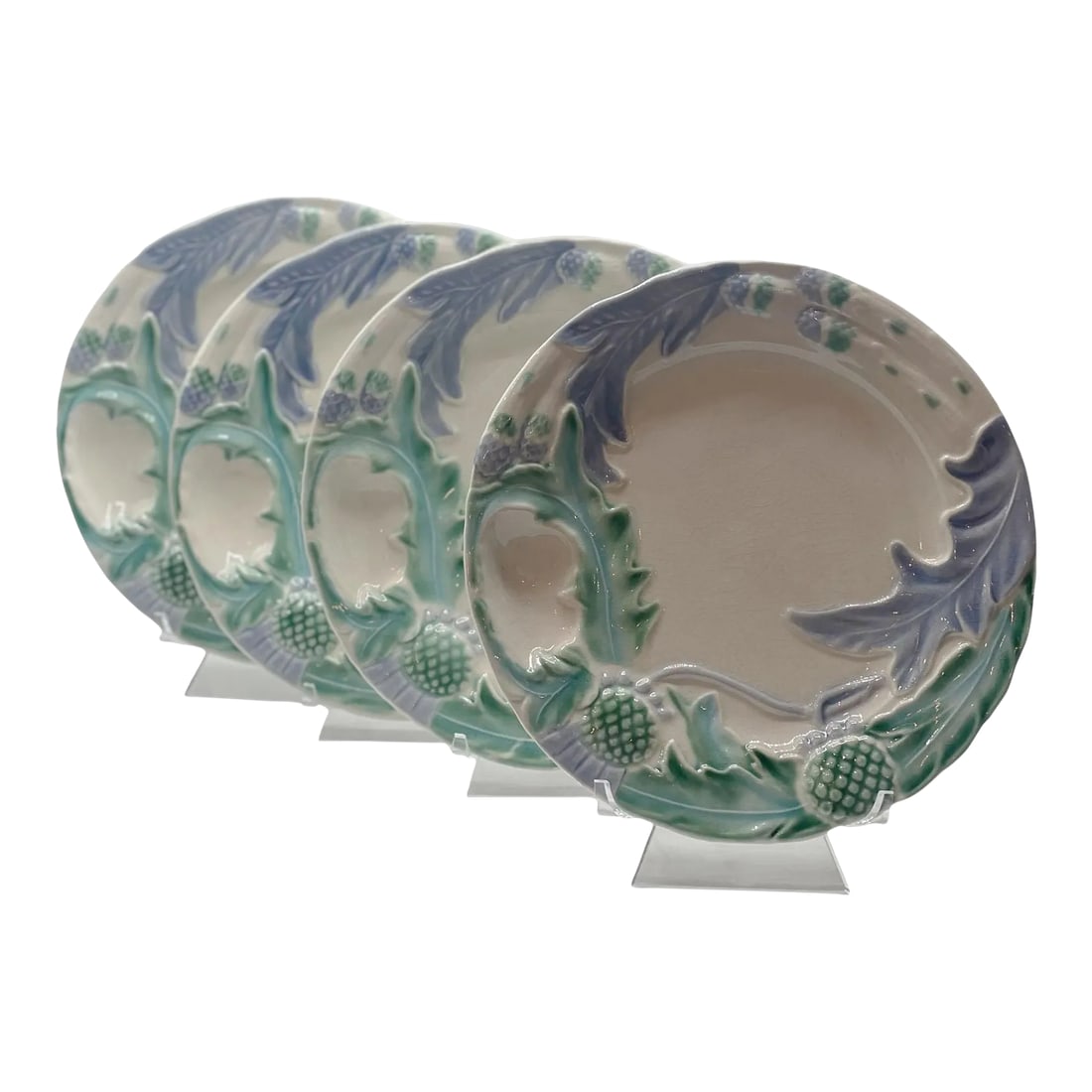 French Asparagus Plates - Set of Four: A set of four antique French asparagus plates. Perfect for any collection. Circa 1890s, France. Condition: Alterations: Original Condition Unaltered Imperfections: Some Imperfections Condition Notes: