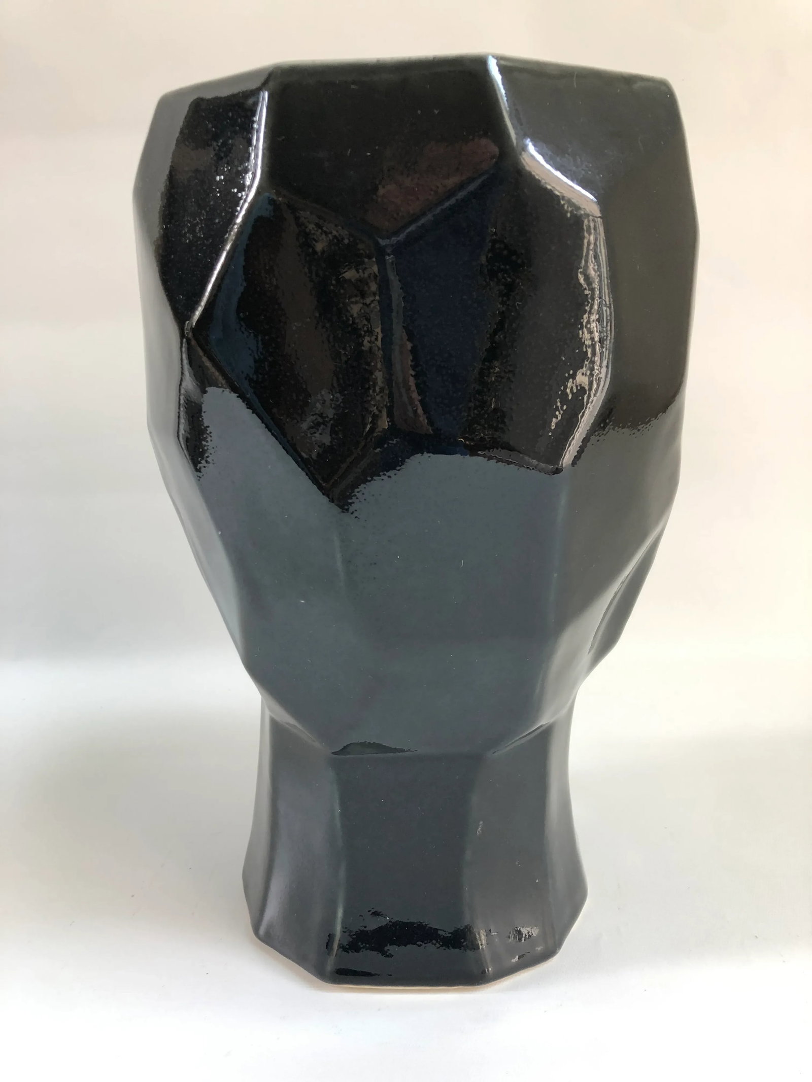 Large Contemporary Cubist Style Geometric Head Black Vase - 4