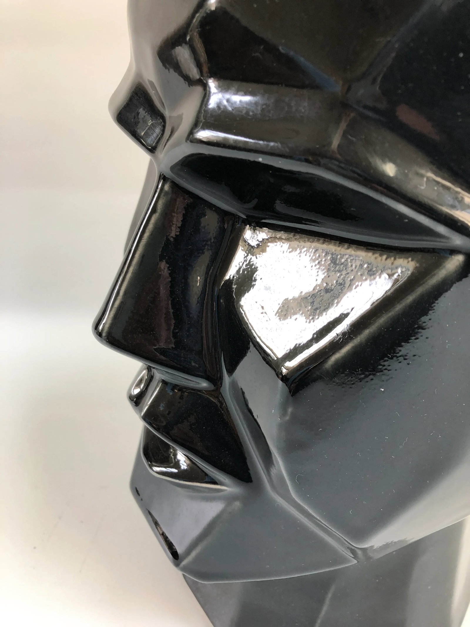 Large Contemporary Cubist Style Geometric Head Black Vase - 6