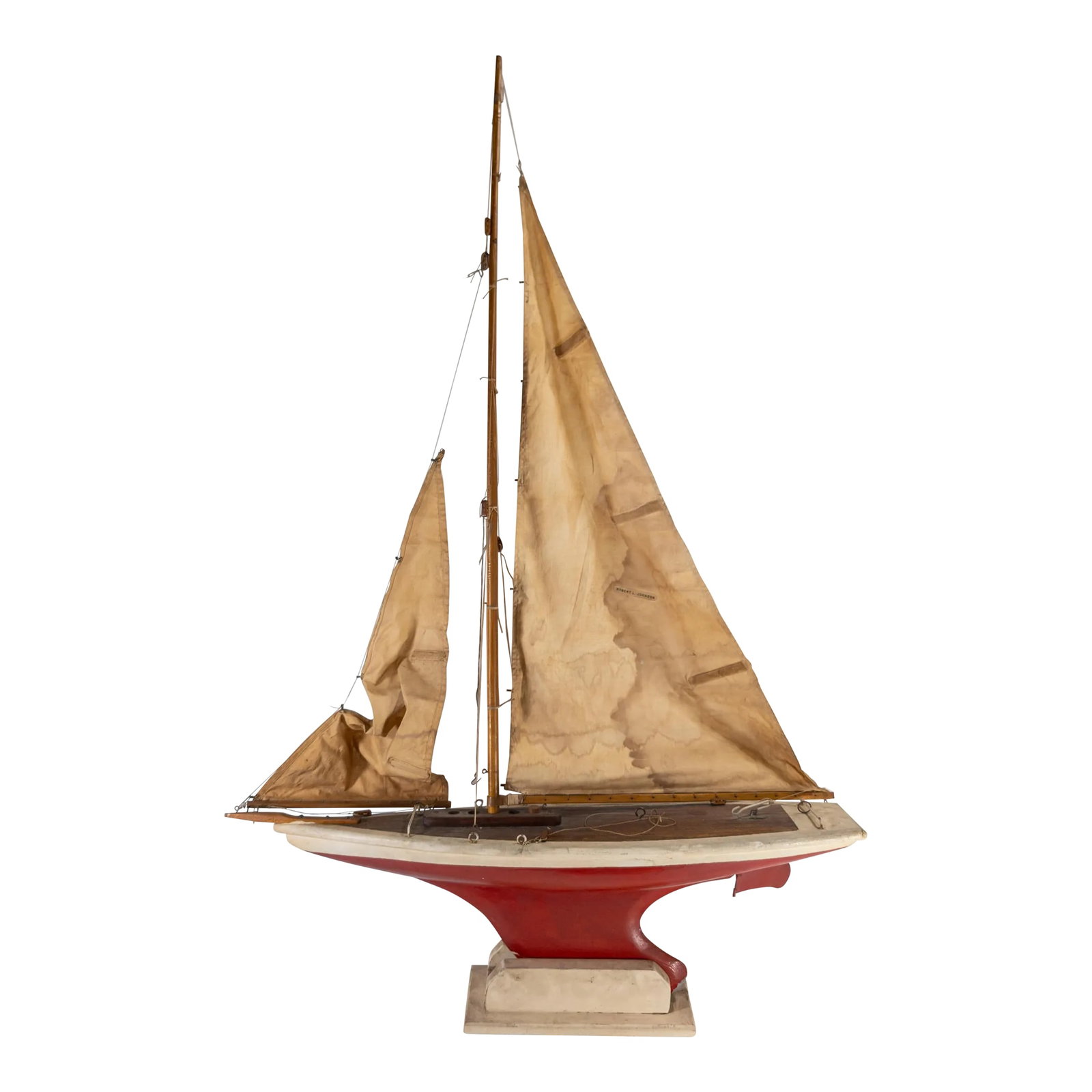 Mid-Century Decorative Sailboat Pond Sailing Boat Model (1 of 12)