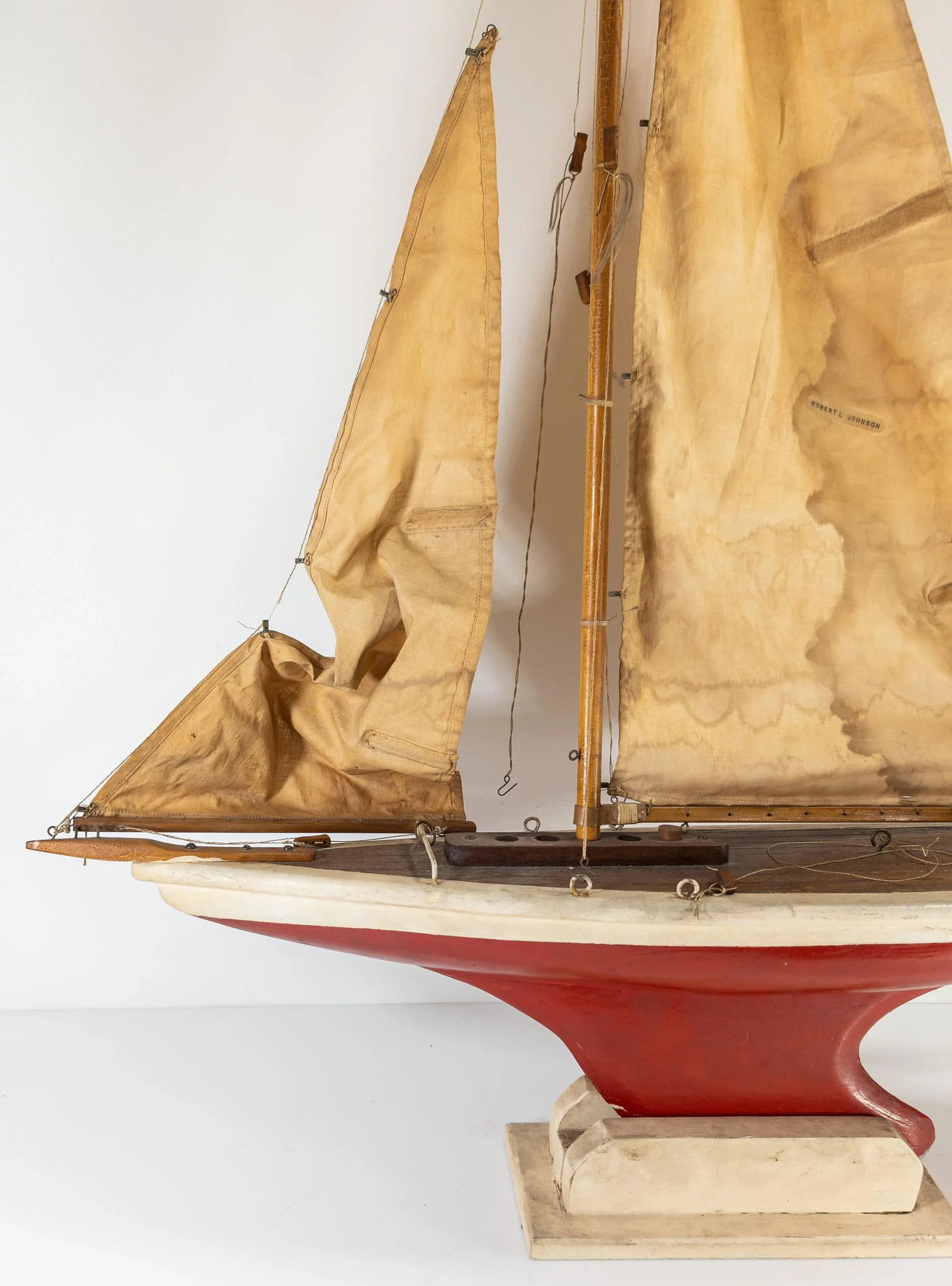 Mid-Century Decorative Sailboat Pond Sailing Boat Model - 2