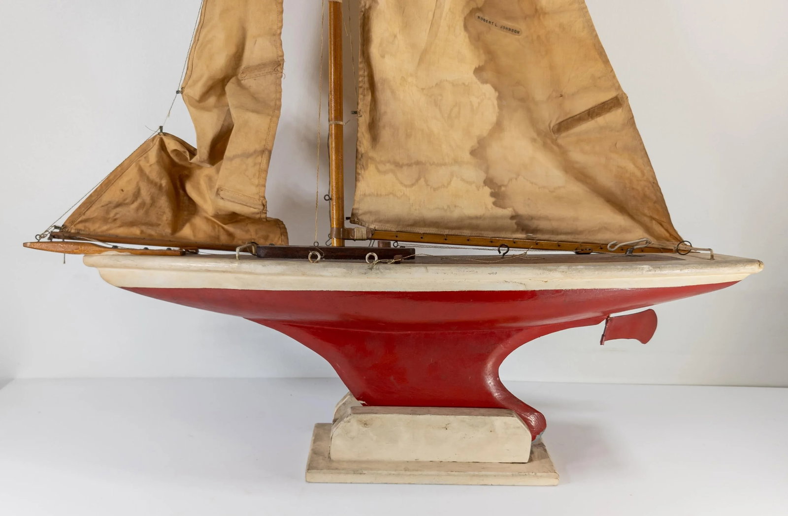 Mid-Century Decorative Sailboat Pond Sailing Boat Model - 5