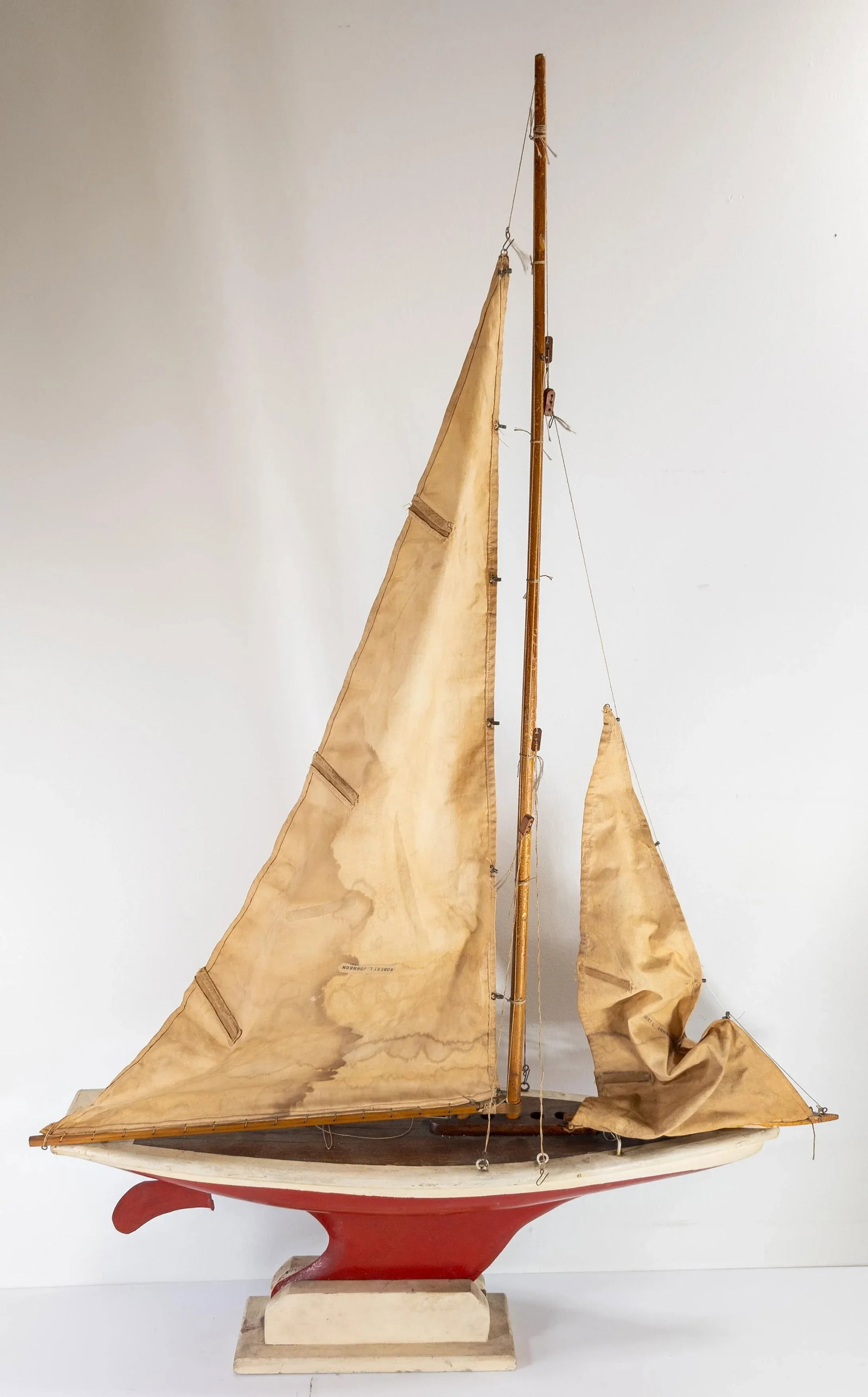 Mid-Century Decorative Sailboat Pond Sailing Boat Model - 8