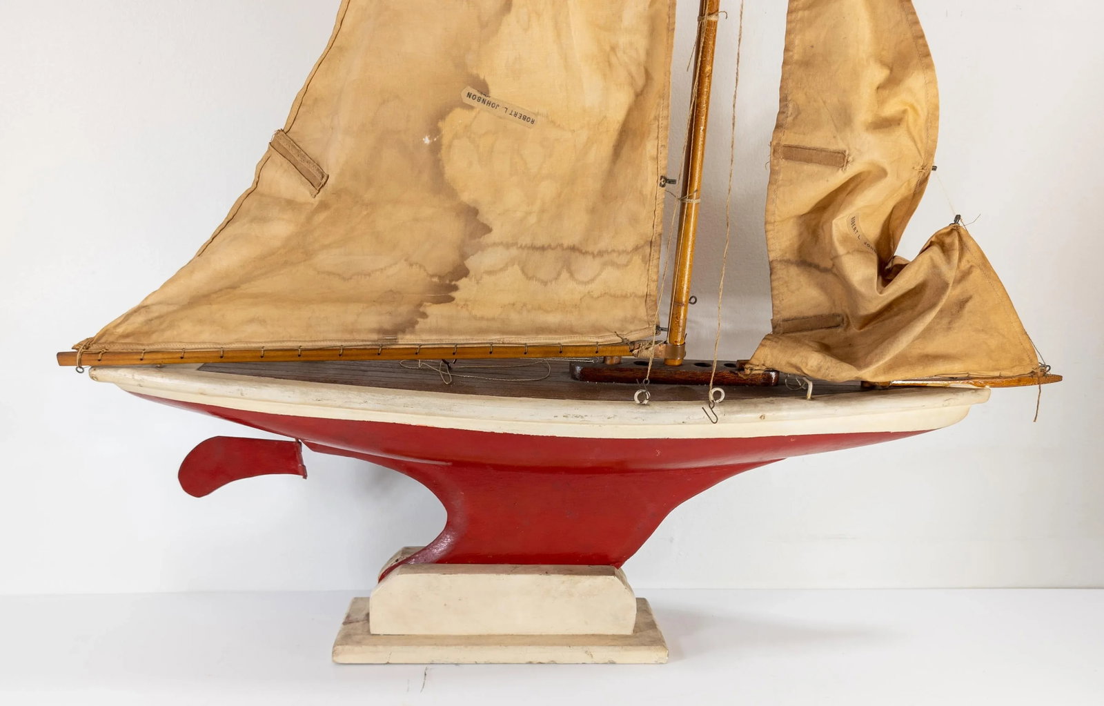 Mid-Century Decorative Sailboat Pond Sailing Boat Model - 9