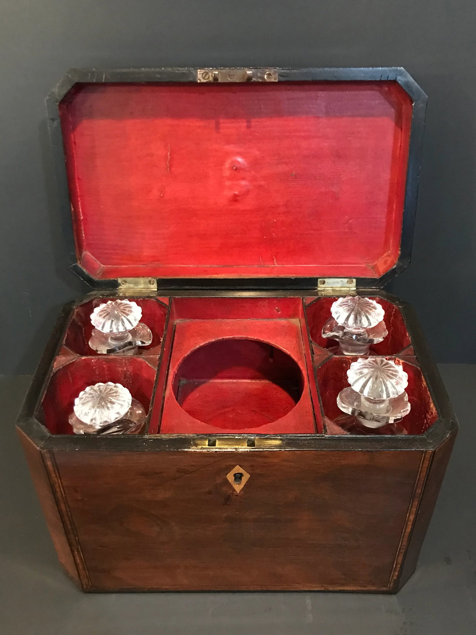 Antique English Mahogany Decanter Box - 11