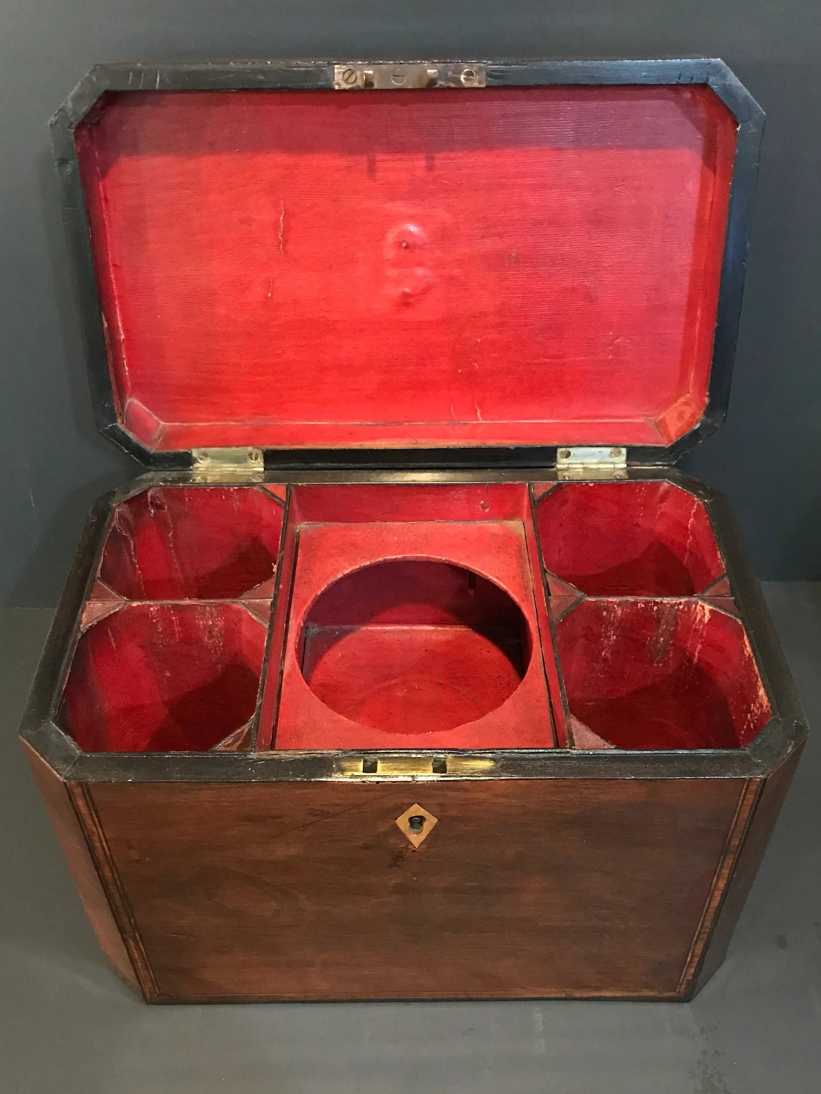 Antique English Mahogany Decanter Box - 9