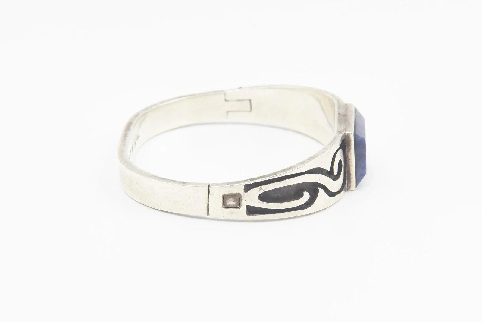 Modernist Mexican Sodalite Sterling Silver Bangle Bracelet - 3