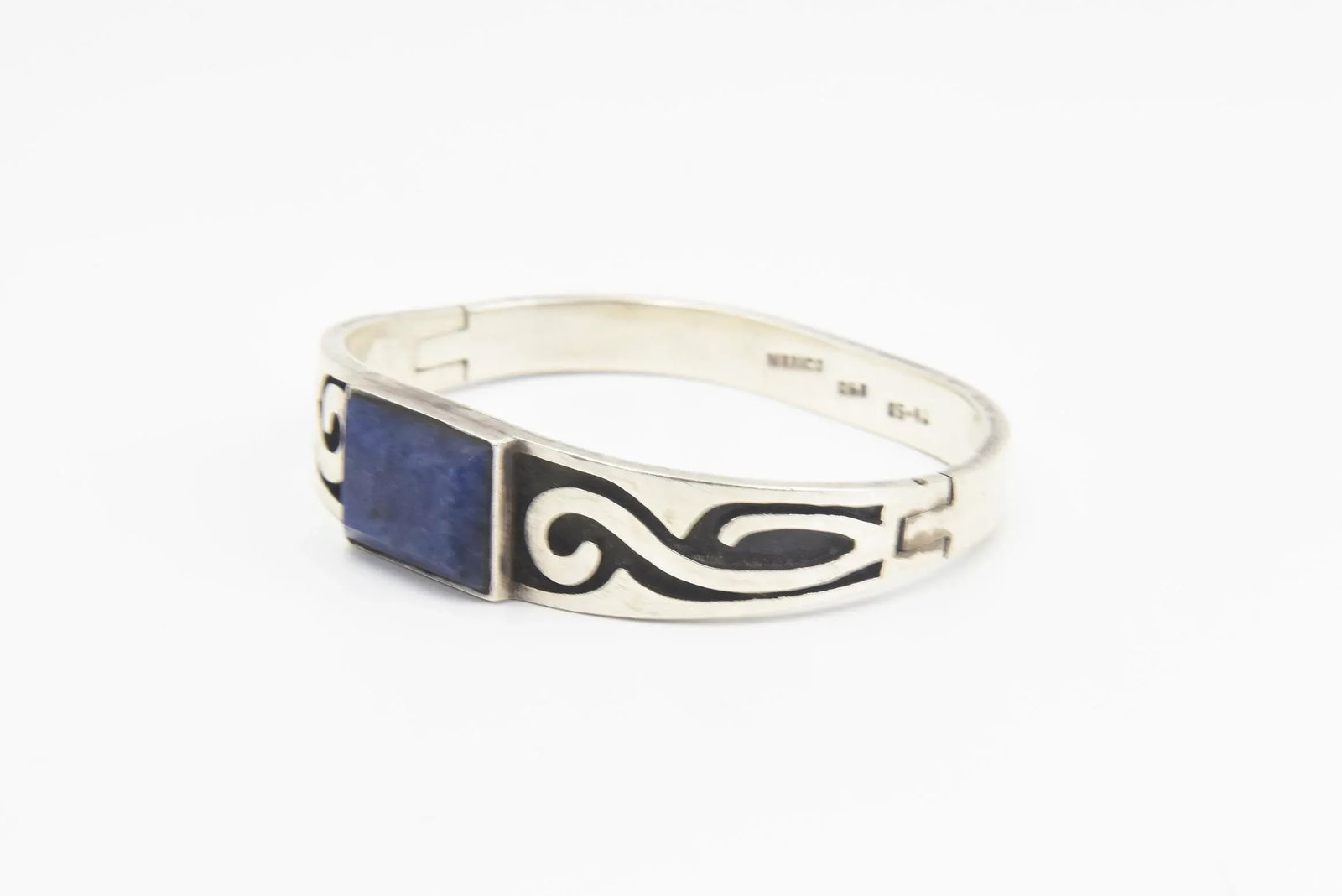 Modernist Mexican Sodalite Sterling Silver Bangle Bracelet - 6