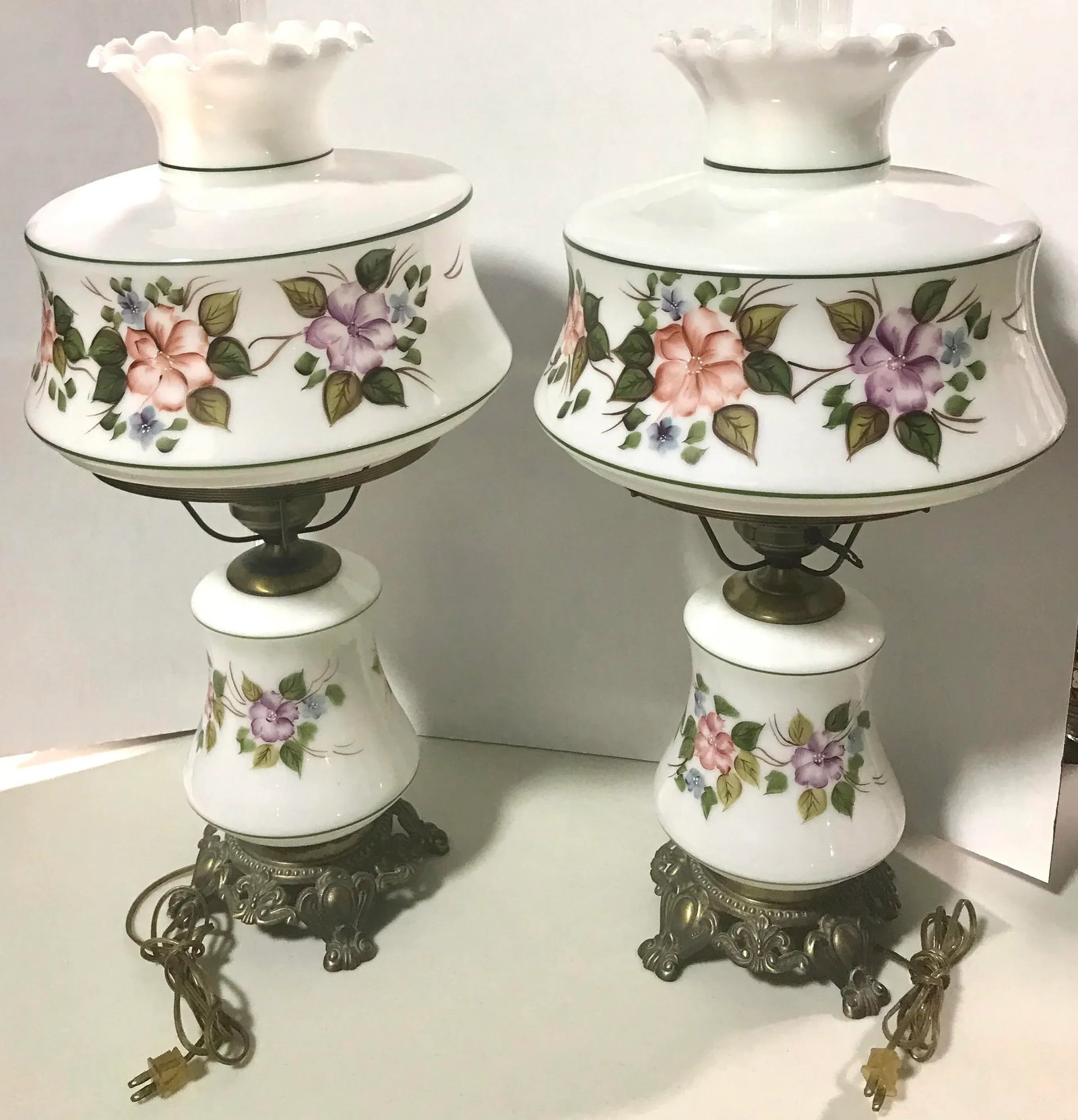 Mid Century Hurricane Lamps- A Pair - 11