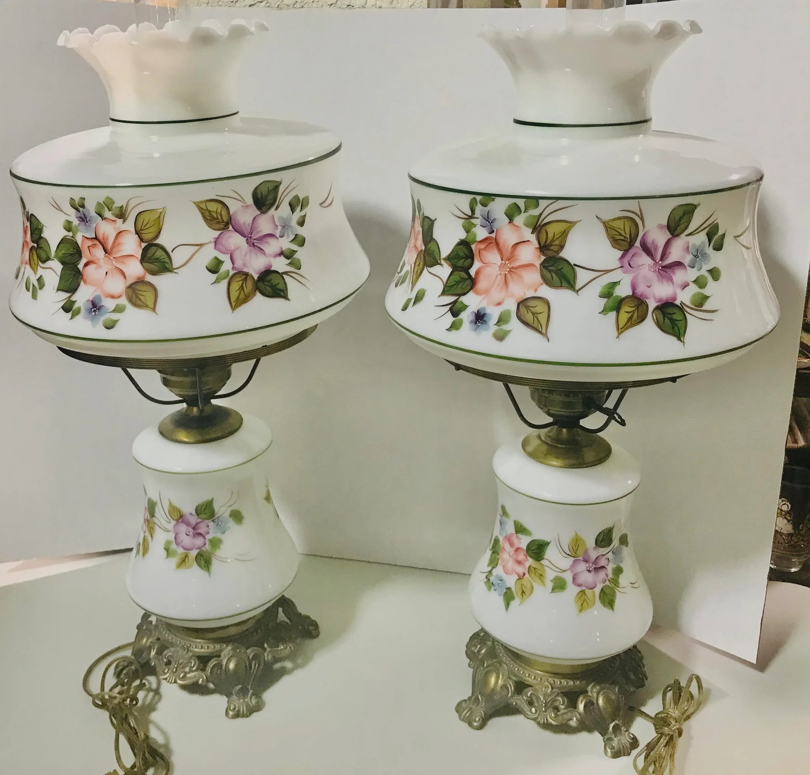 Mid Century Hurricane Lamps- A Pair - 2